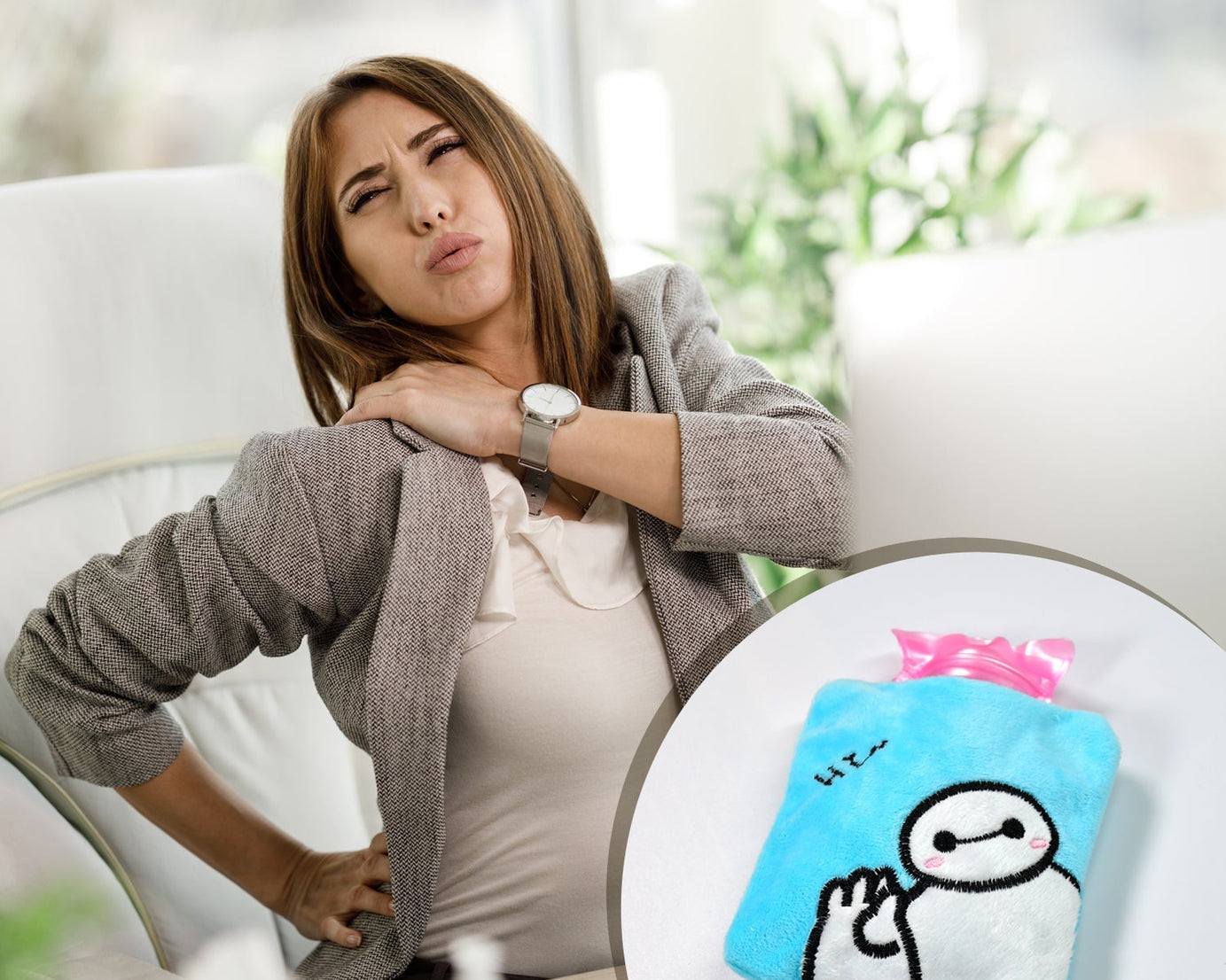 6525 Blue Baymax small Hot Water Bag with Cover for Pain Relief, Neck, Shoulder Pain and Hand, Feet Warmer, Menstrual Cramps.