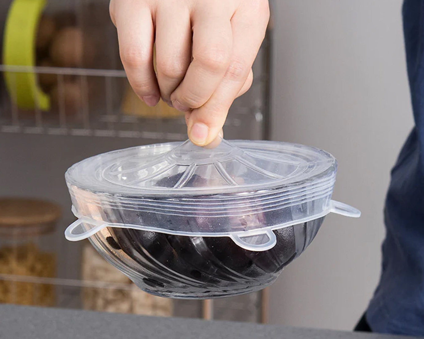 Silicone Stretch Lids, Food Cover For Freezer Microwave Oven Dishwasher Safe Fresh-Keeping Flexible Covers for Utensils, Dishes, Plates Jars, Cans, Mugs, Bowl Covers Food Safety Seal Lids (6 Pcs Set /95 Gm )