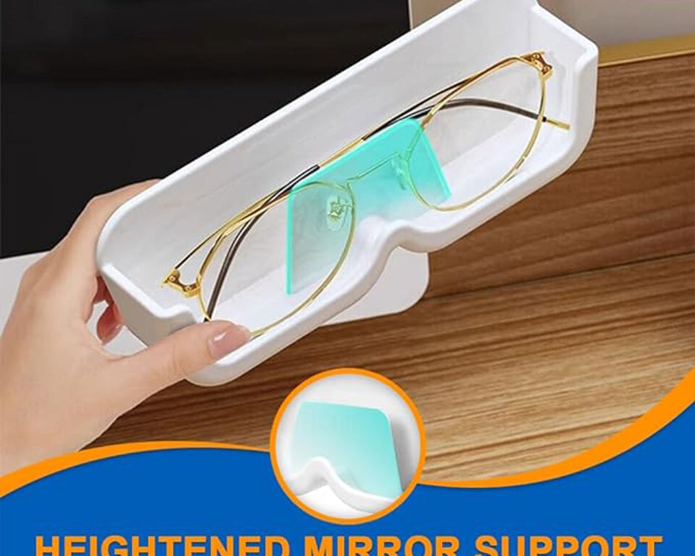 Wall Mount Sunglass Organizer Simple Space Saving Glasses Storage Box Eyewear Stand Holder for Showcase Bedroom Apartment With 2 pc Double Sided Adhesive Sticker (2 Pcs Set)