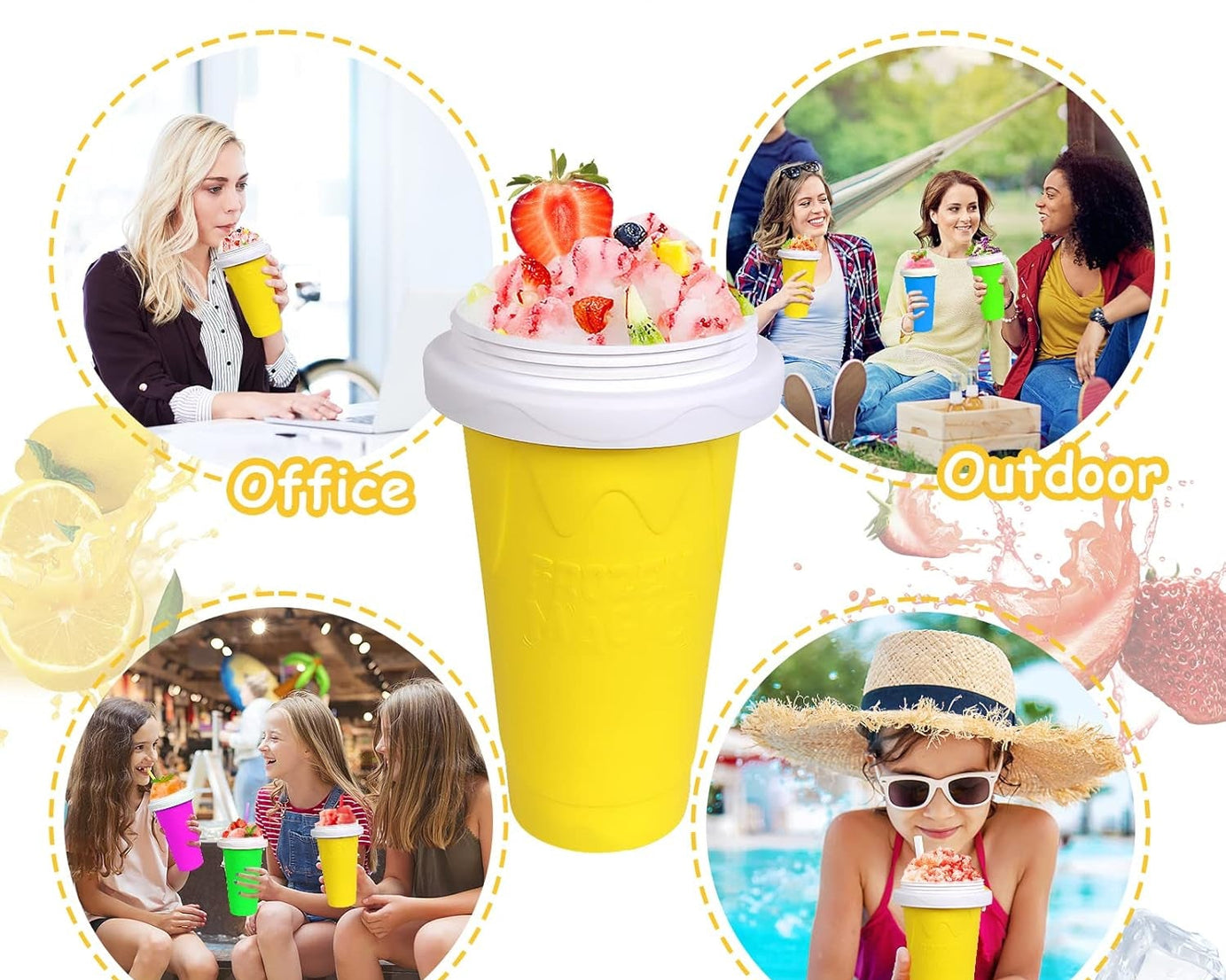 Smoothies Maker Cup, Magic Quick Frozen Smoothies Cup Cooling Cup Double Layer Squeeze Cup Slushy Maker (1 Pc)
