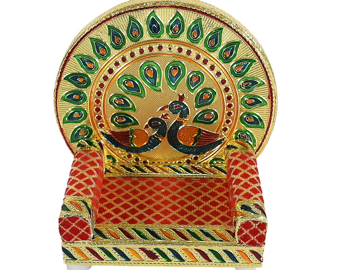 Meenakari Work Laddu Gopal Singhasan for Pooja Mandir Wooden Krishna Ladoo Bal Gopal Sofa Asan, Home Decorative Premium Look Decorative Singhasan Suitable For Home, Office, Restaurant (2 Pc Set)