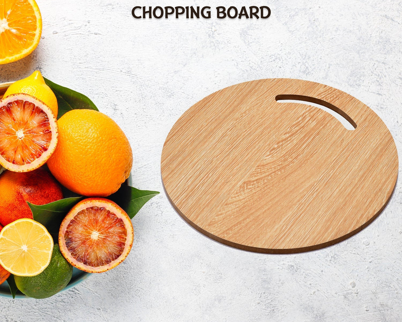 Large round wooden chopping board