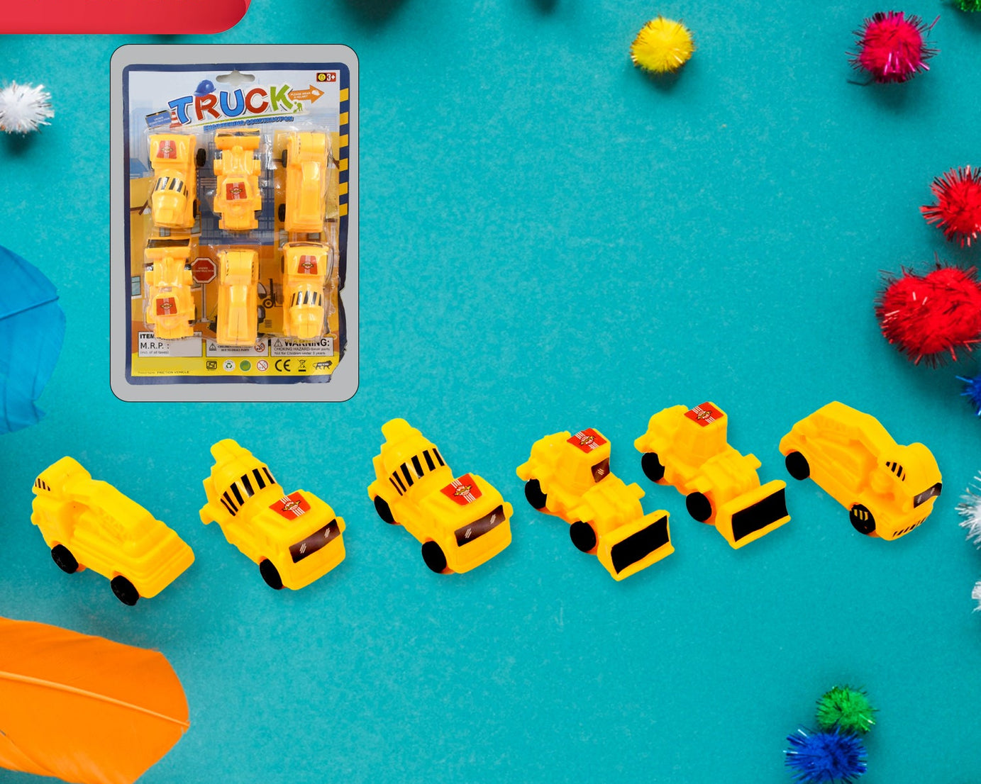 Vehicle Car Engineering Automobile Construction Car Toys Set for Children Kids Crane Excavator Road Roller Forklift Mixer Truck Transporter Truck Machine Construction Toys (6 Pcs Set)