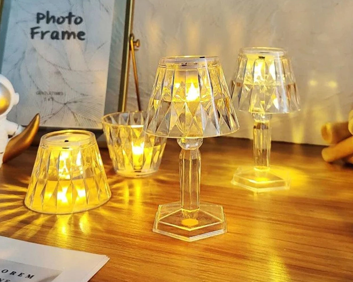 2-in-1 crystal lamp with elegant design.