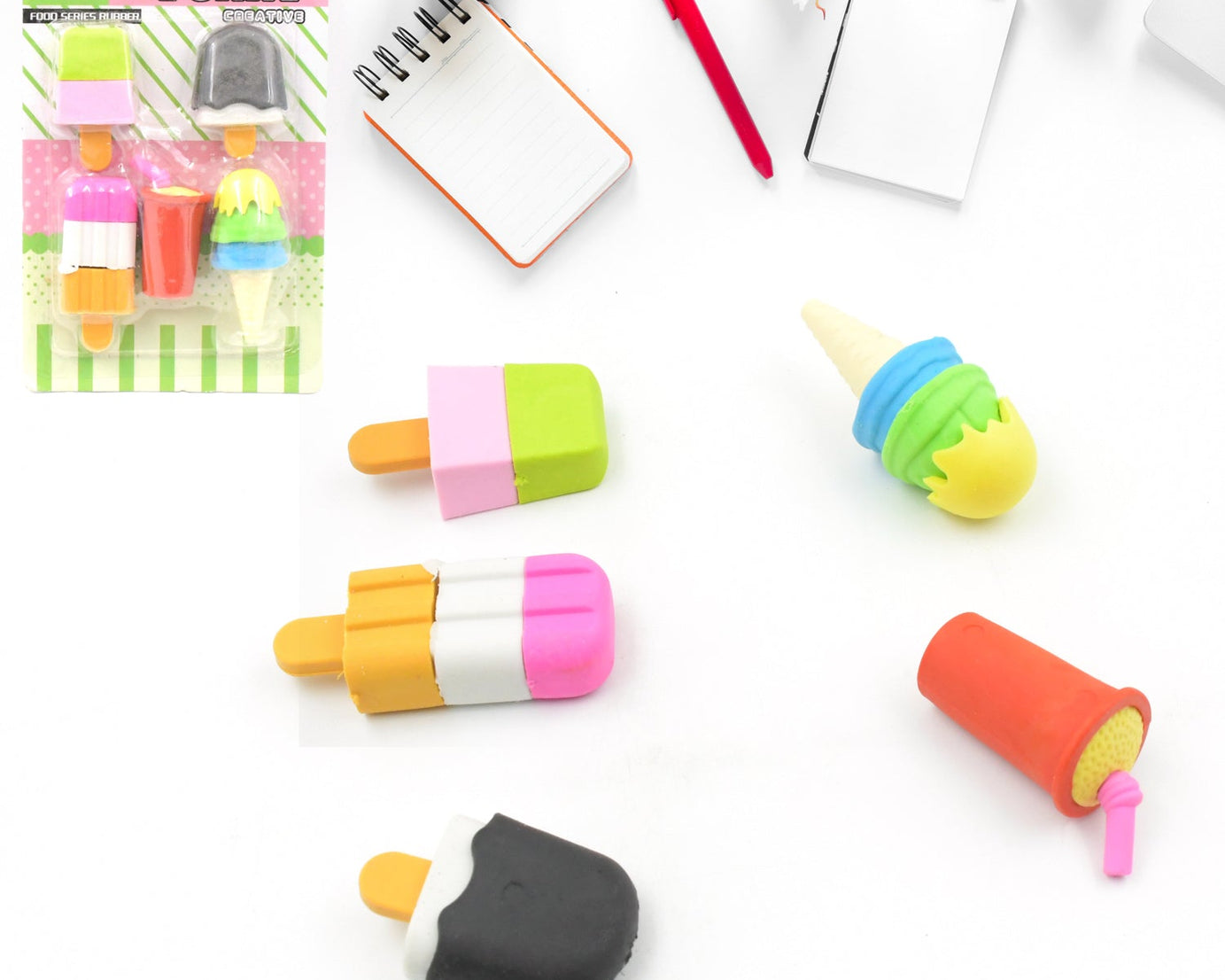 Mini Eraser Set for Kids (5 Pieces) - Fun Designs, Party Favors, School Prizes