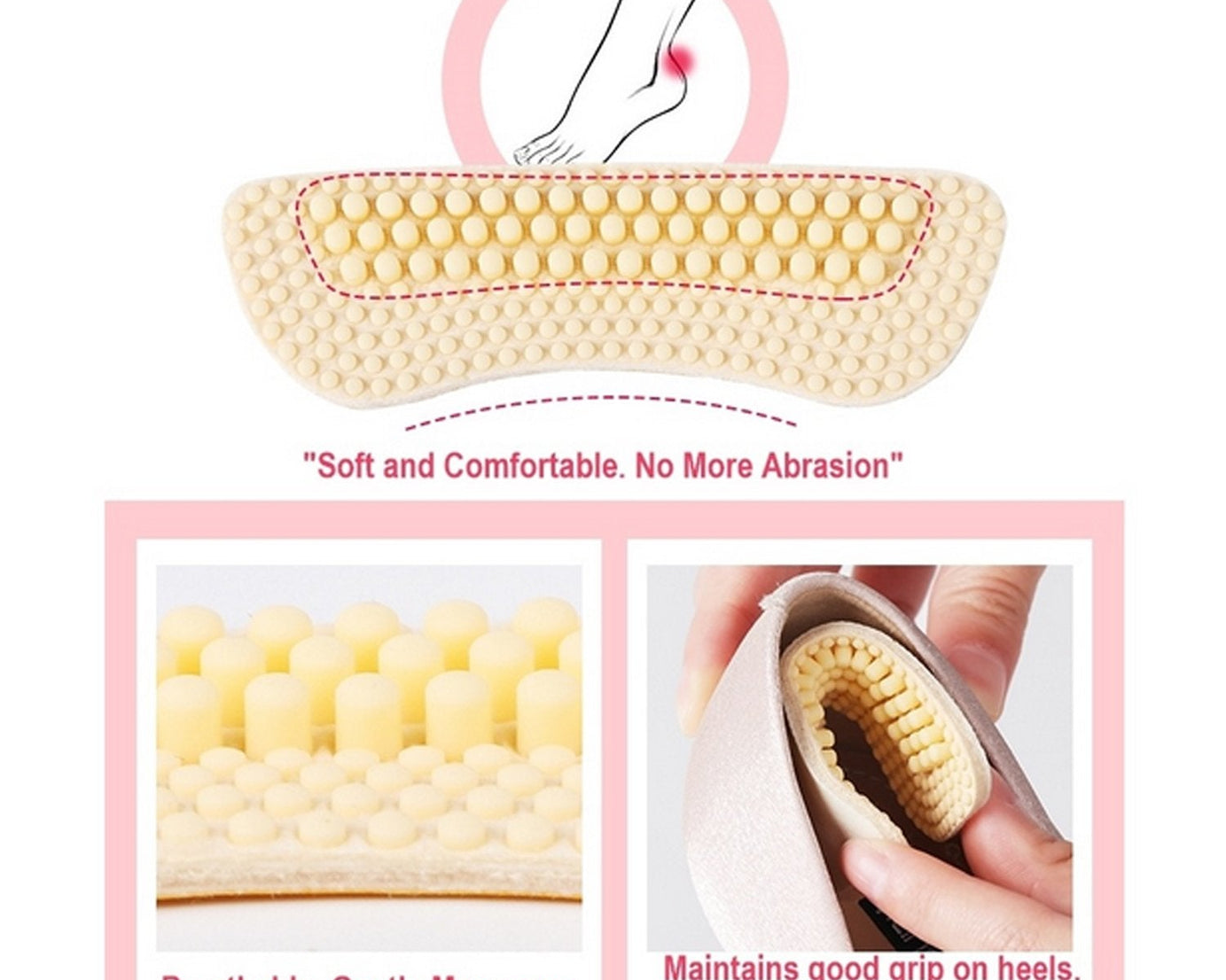 Heel cushion insoles with sticky back for comfort