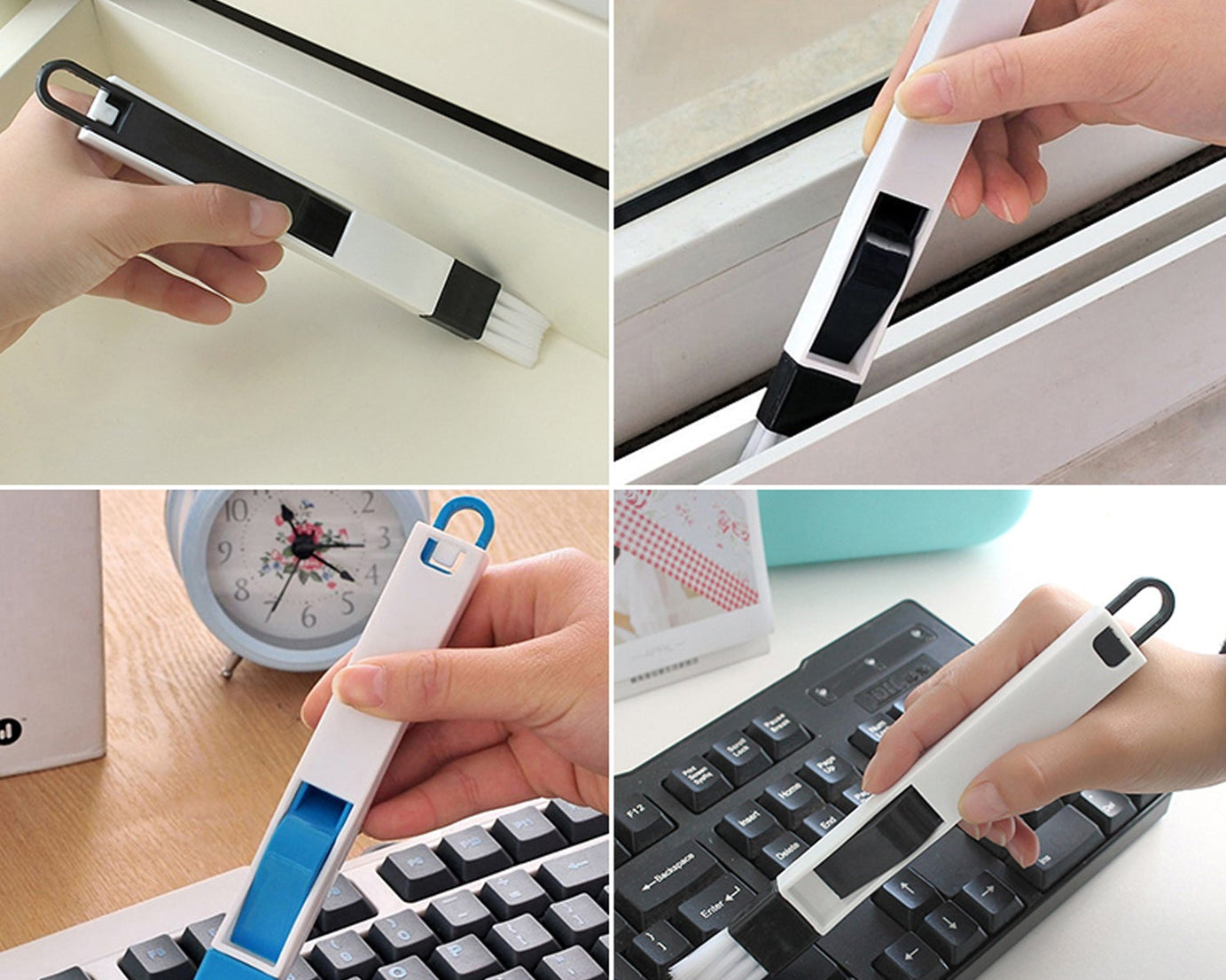 2 in 1 Multi-Function Plastic Window Slot Keyboard Wardrobe Dust Removal Cleaning Brush