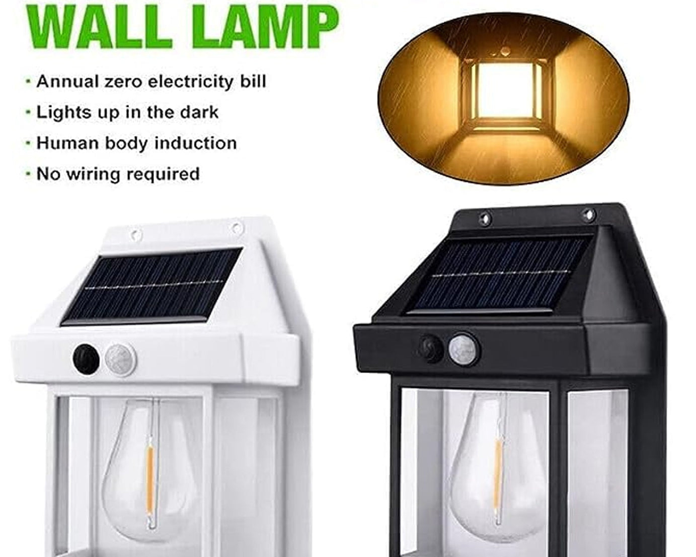 Solar Wall Lights / Lamp Outdoor, Wireless Dusk to Dawn Porch Lights Fixture, Solar Wall Lantern with 3 Modes & Motion Sensor, Waterproof Exterior Lighting with Clear Panel (1 Pc )