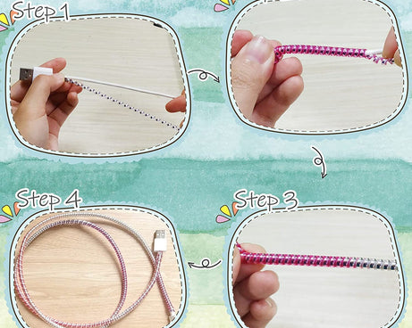 Metallic Finish Cable Spiral Protector / Wire Repair / Pet Cord Protector / Headphone Saver, Cable Wrap / Cover for Mac Charging Cable