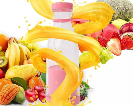BLENDER PORTABLE JUICER FOR SMOOTHIE , JUICE , VEGETABLE SHAKES WITH 6 BLADES WIRELESS CHARGING MINI PERSONAL SIZE MIXER BOTTLE GRINDER, 420 ML MULTICOLOR