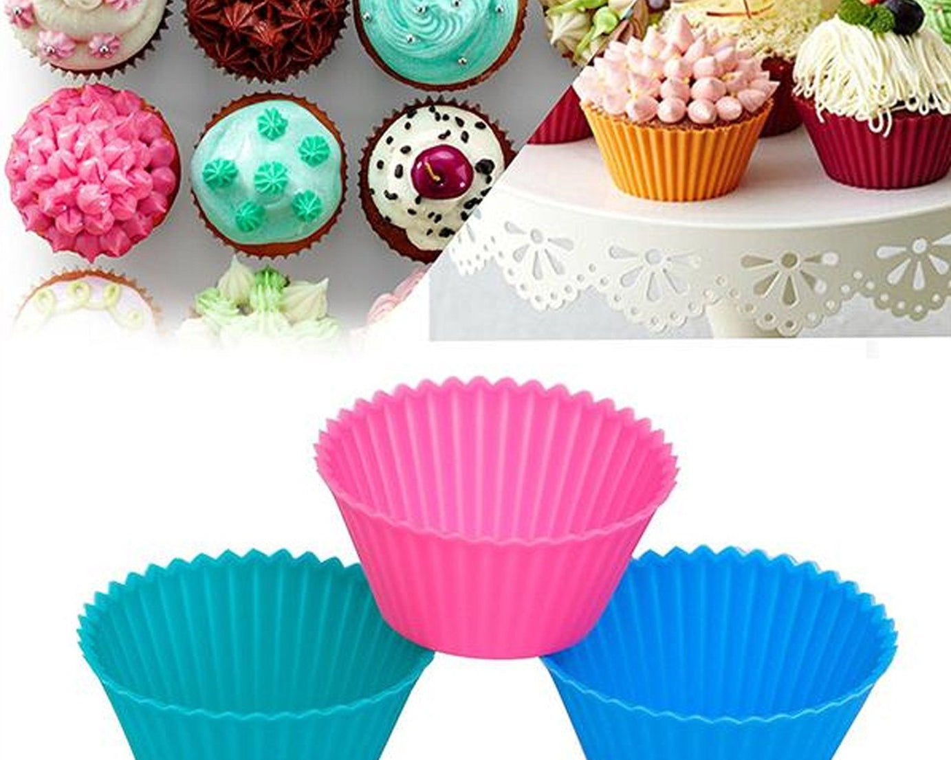 Silicone cupcake Shaped Baking Mold Fondant Cake Tool Chocolate Candy Cookies Pastry Soap Moulds (6 pc)