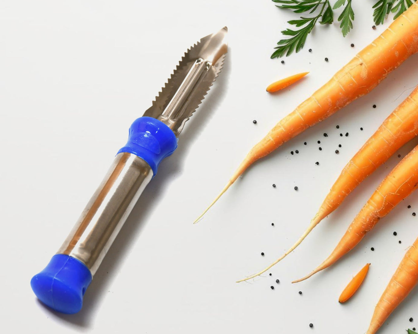 2in1 Multi-Purpose Stainless Steel Peeler With Hanging Ring For Vegetables, Potato Peeler, Carrot, grated, Suitable for Peeling and shredding Fruit and Vegetables Kitchen Accessories, Piller (1 pc) 