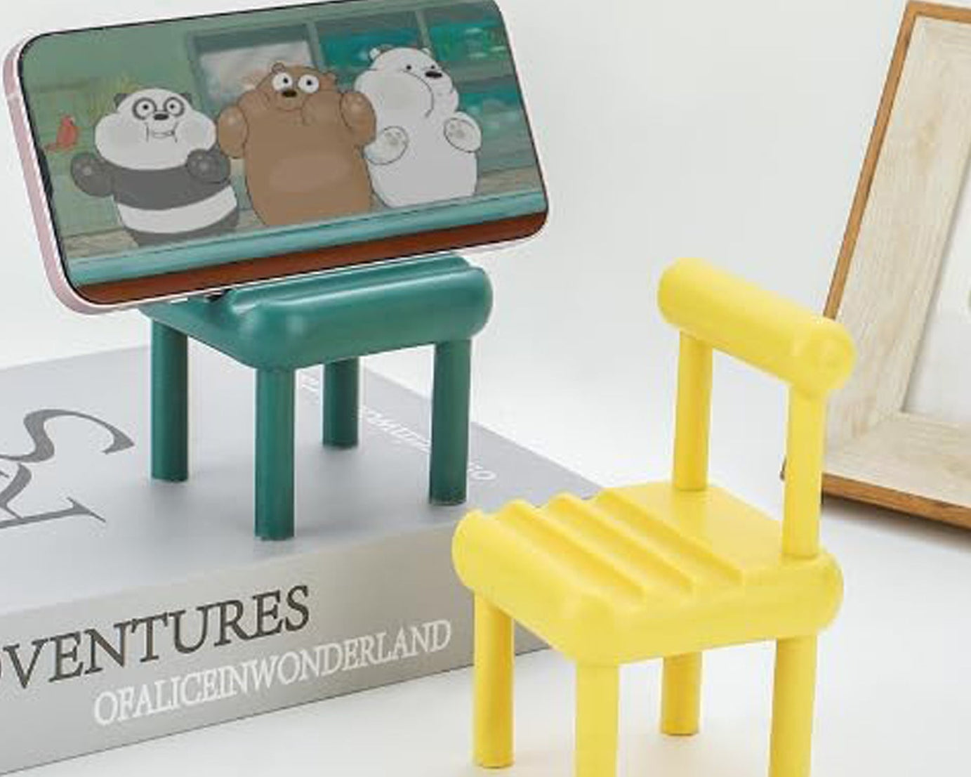 Mobile Phone Holder, Mini Chair Cell Phone Stand, Portable Smartphone Dock, Cellphone Holder for Desktop Design Compatible with All Mobile Phones (1 Pc)