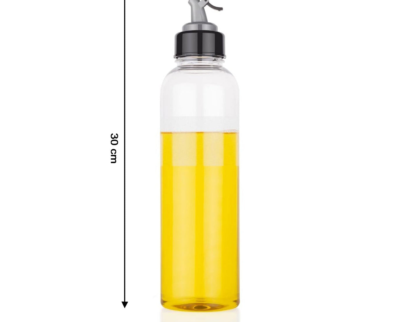 1-liter transparent oil dispenser, plastic, for precise pouring.