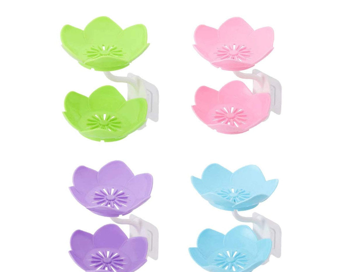Dabble Layer Flower Self Draining Soap Dish Holder, Bathroom Shower Soap Holder Dish Storage Plate Tray for Bathroom, Kitchen, Bathtub