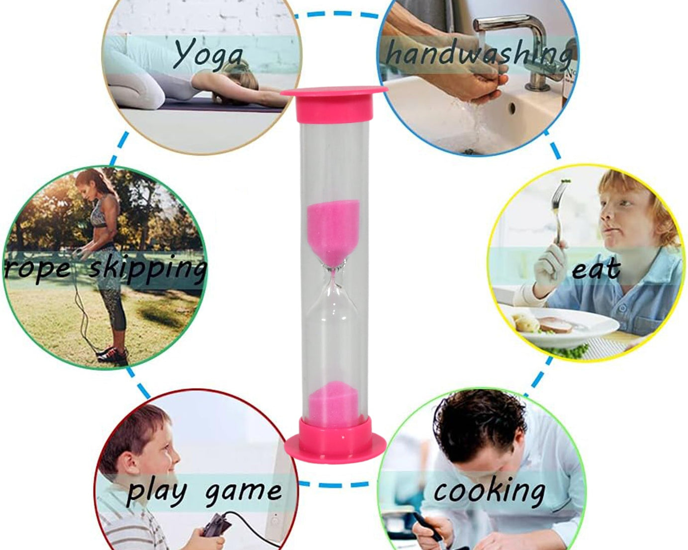 Sand Timer Plastic Hourglass, Sand Glass Toy Sand Clock for Kitchen, Office, School and Brushing Teeth for Bathroom Timer Clock Children Hourglass Sand glass Toothbrush Household Sand Clock (3 Min Approx / 5 pc)