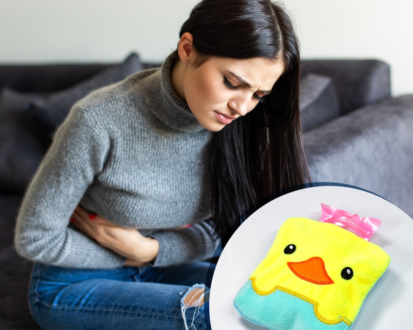 Yellow Duck design small Hot Water Bag with Cover for Pain Relief