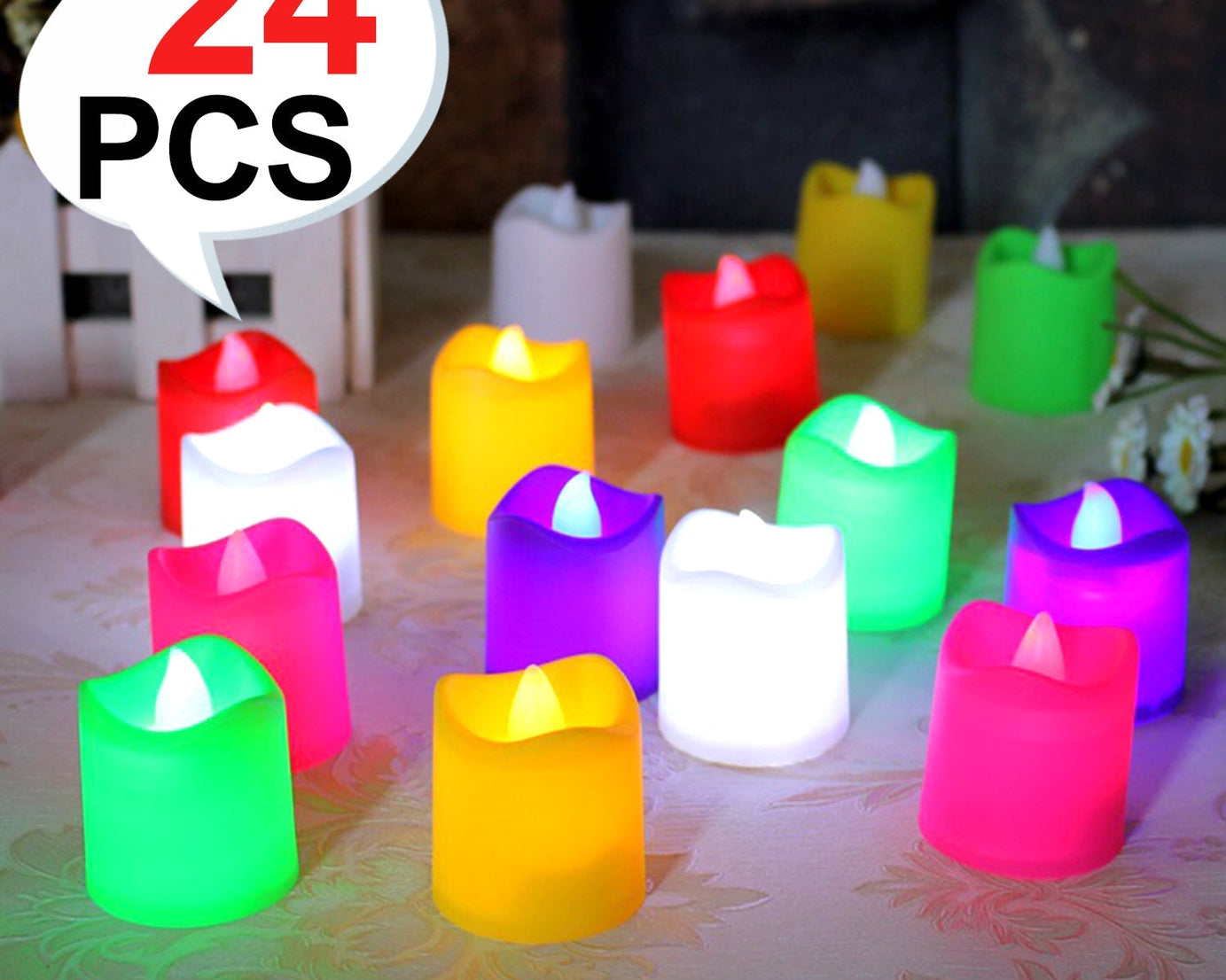 Festive Lighting for Any Occasion: 24 Pack LED Tealight Candles (Multicolor)