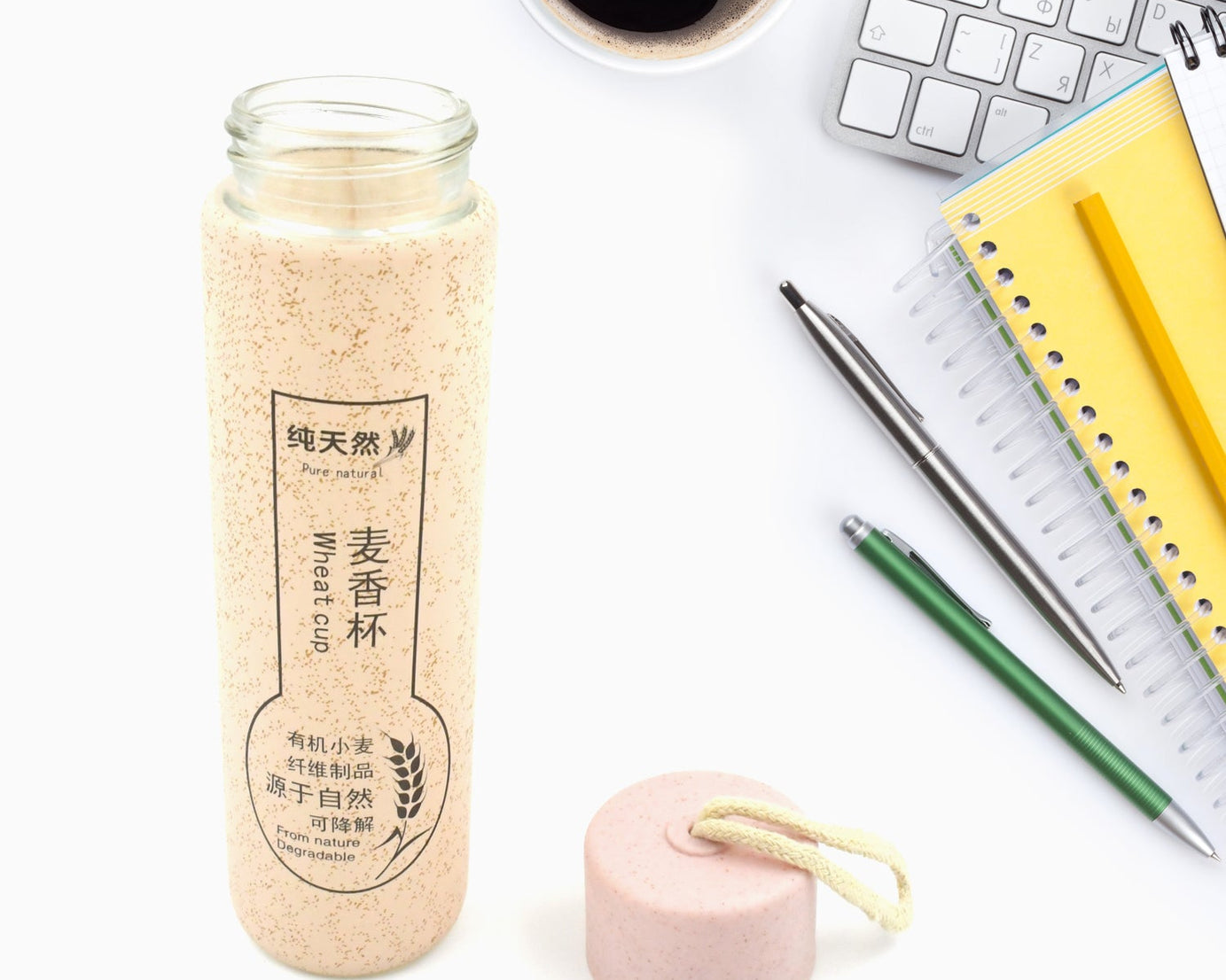 12534 Outdoor sport water bottle 350ml leak proof BPA-free for travel cold and hot water glass water bottle with daily water intake for gym and children (350ml)