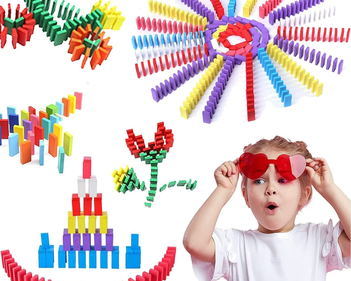 Multicolor wooden domino blocks set