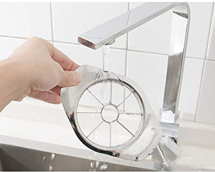 Easy-grip apple slicer with sharp stainless steel blades
