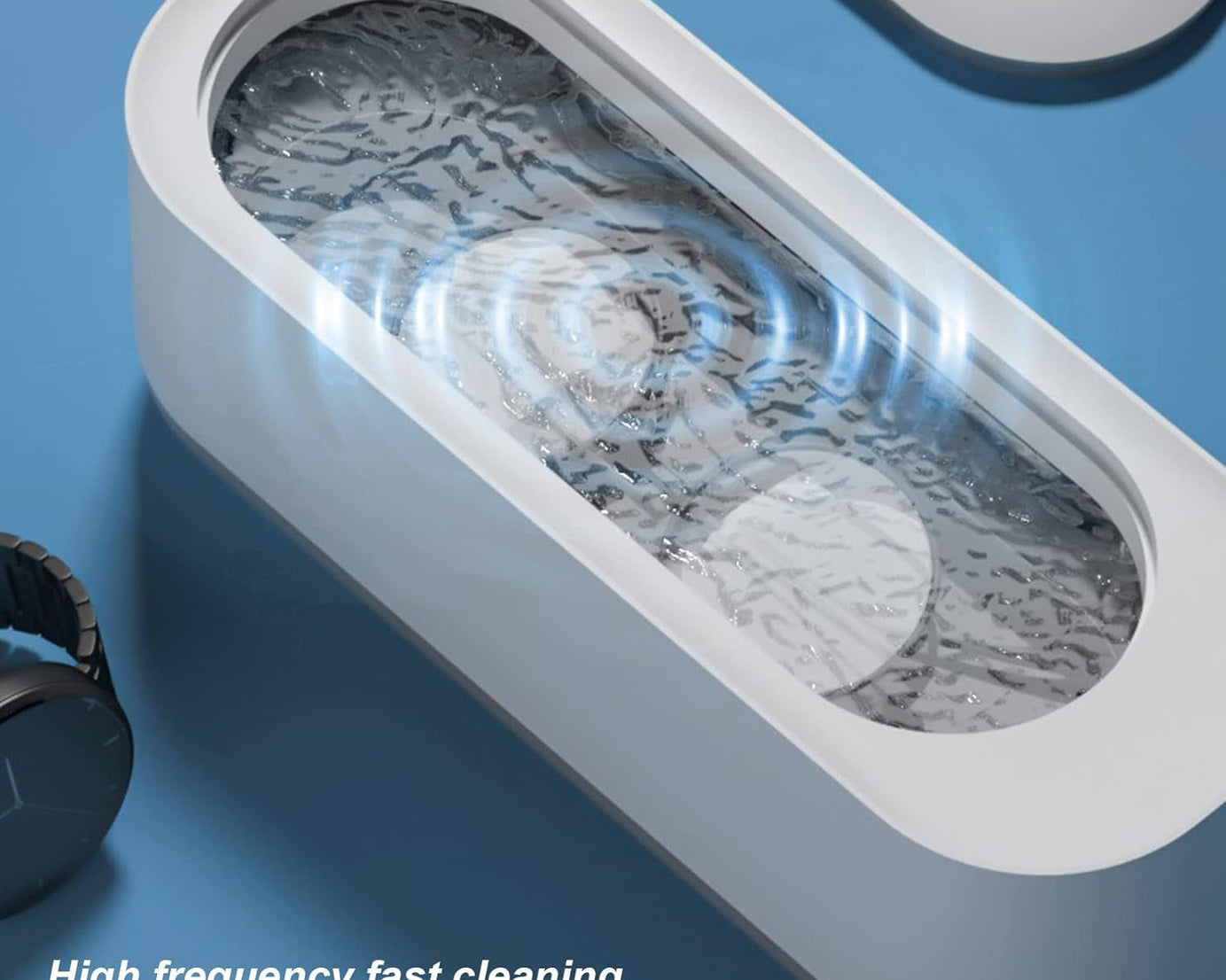 Ultrasonic Jewllery, Cleaner, Ultrasonic Cleaning Machine, Portable jewellery Cleaning Mchine For Jewellery, Ring, Silver, Retainer, Glasses, Watches, Coins, High Frequency Vibration Machine (Battery Not Included)