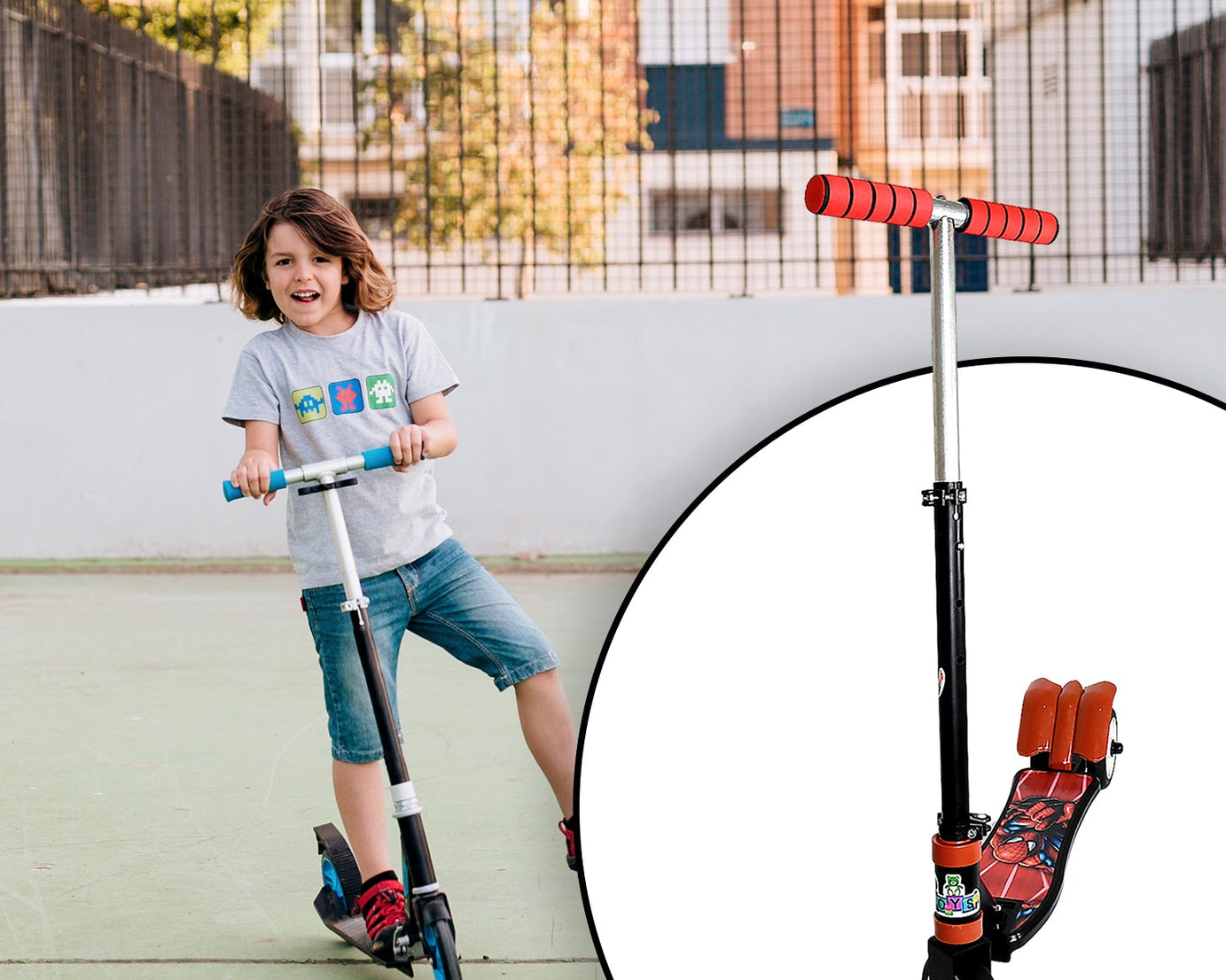 Basic Kids Ride On Leg Push Scooter for Boys and Girls (4 - 8 Years Old Kids) Foldable Scooter Cycle with Height Adjustment for Boys and Girls Multicolor (1 Pc / 3 Wheel) 