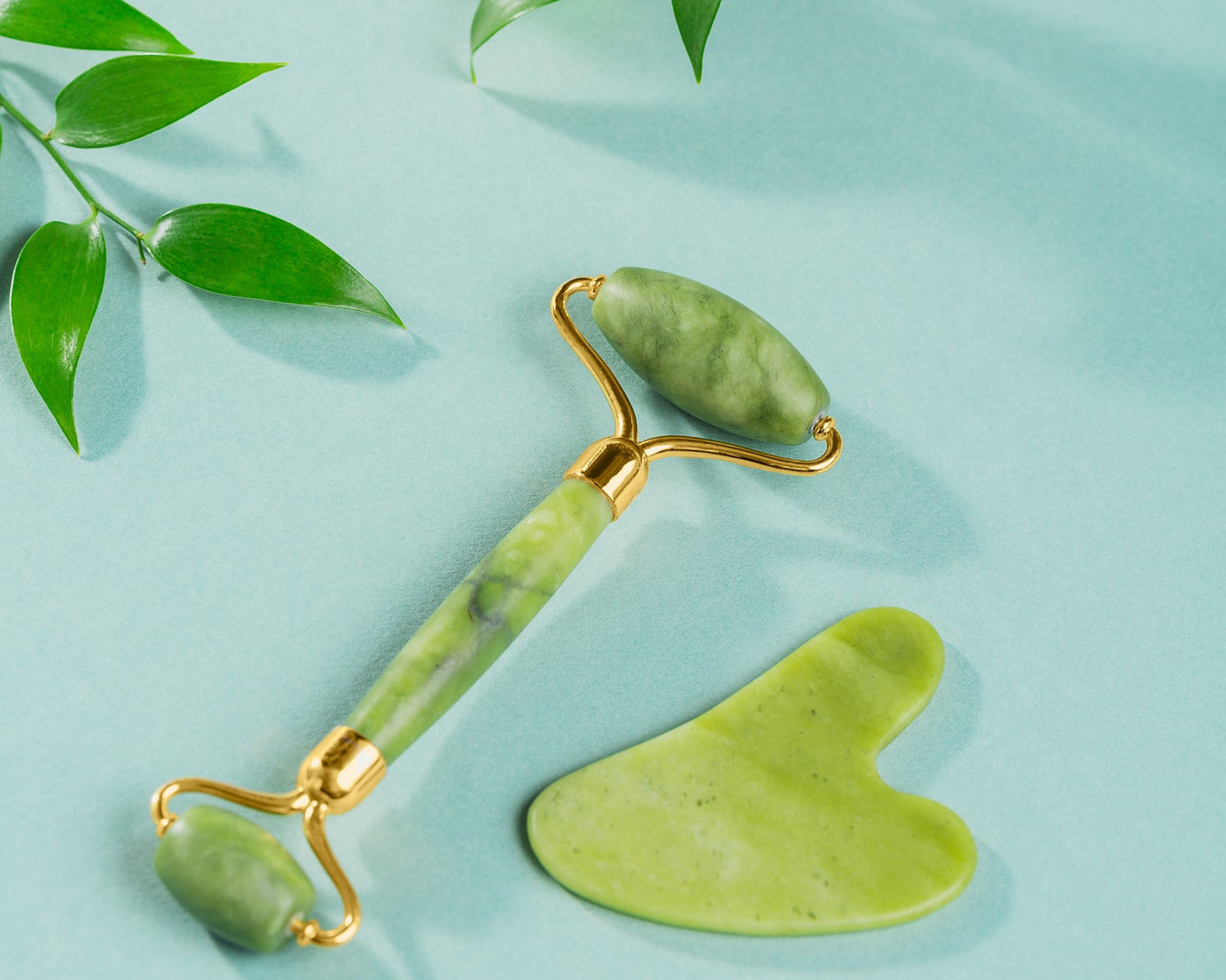 Gua Sha Stone and Anti Aging Jade Roller Massager for Face Massage Natural Face Skincare Massager & Face Roller Massager for Women | Face Shaper Jade Roller and Gua Sha Set for Glowing Skin