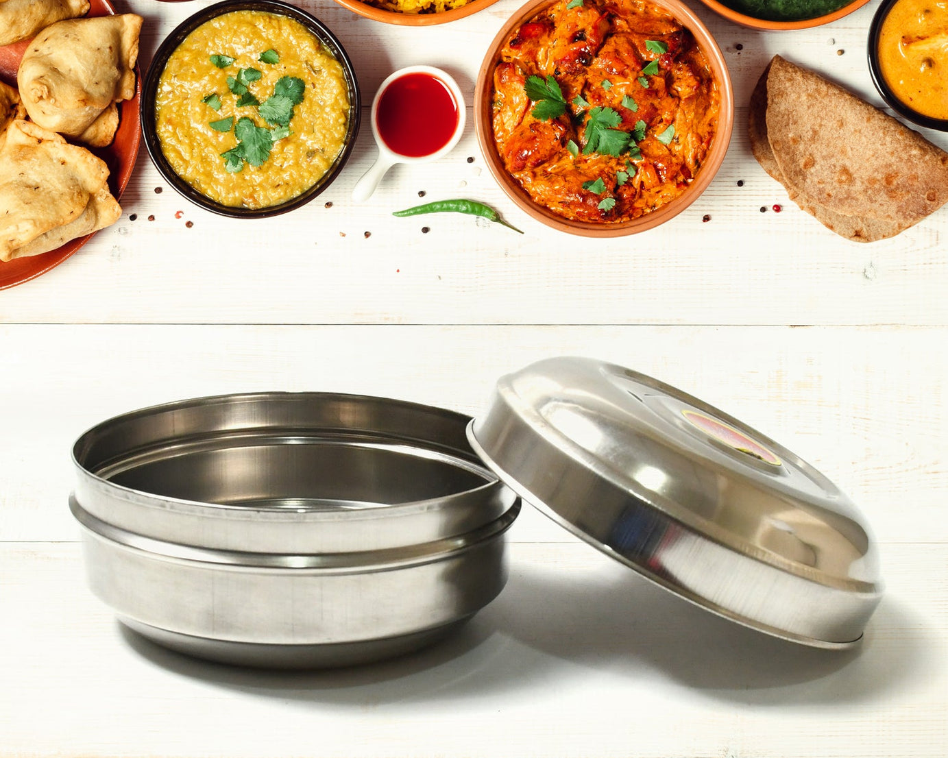 Multi-Purpose Stainless Steel Round Shape Tiffin Box - Small Gift For Baby Girl And Baby Boy For Office, School / Tuition / Picnic (big)