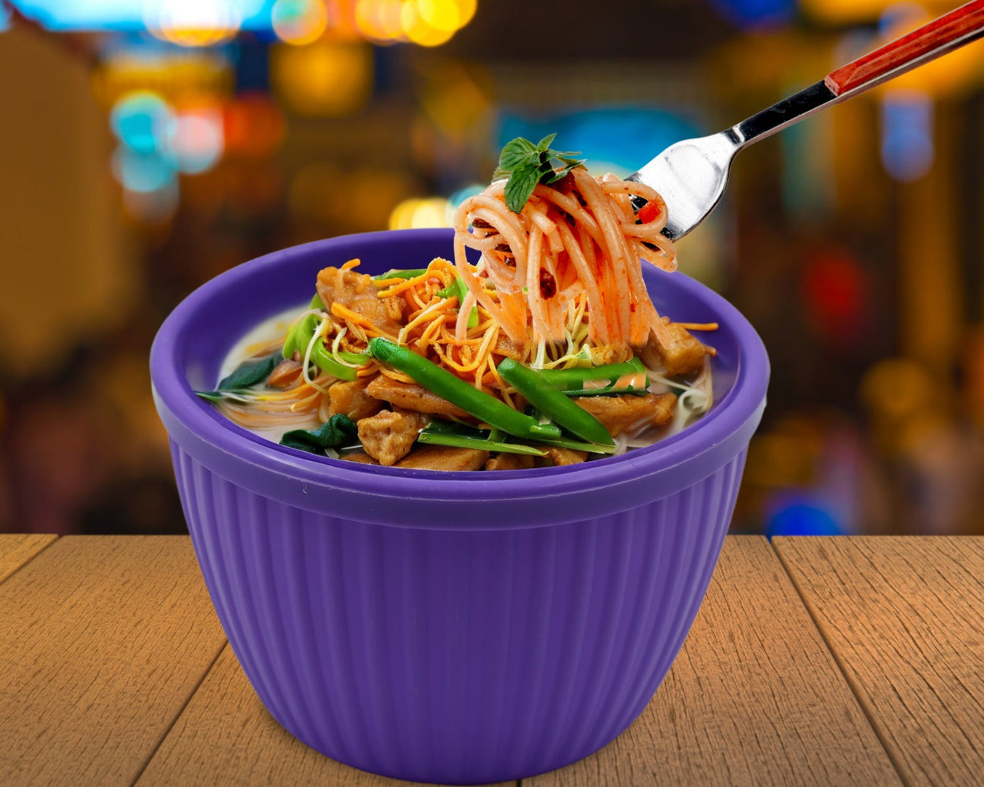 Plastic Round Noodles Maggie Bowl, Soup Bowls for Easy Perfect Breakfast Cereals, Fruits, Beverages, Essentials, Salad, Pasta, Snack Bowl, Microwave Safe, Dishwasher Safe (1 Pc)