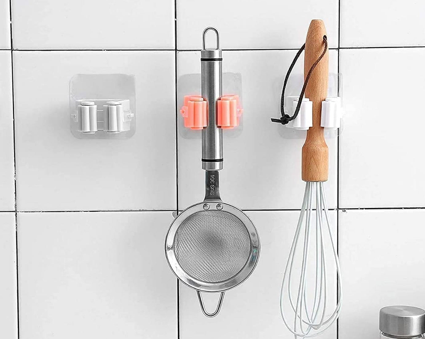 7458 Broom Holder Wall Mounted, Mop and Broom Holder Broom Organizer Grip Clips, No Drilling, Wall Mounted Storage Rack Storage & Organization for Kitchen, Bathroom, Garden (1 Pc)