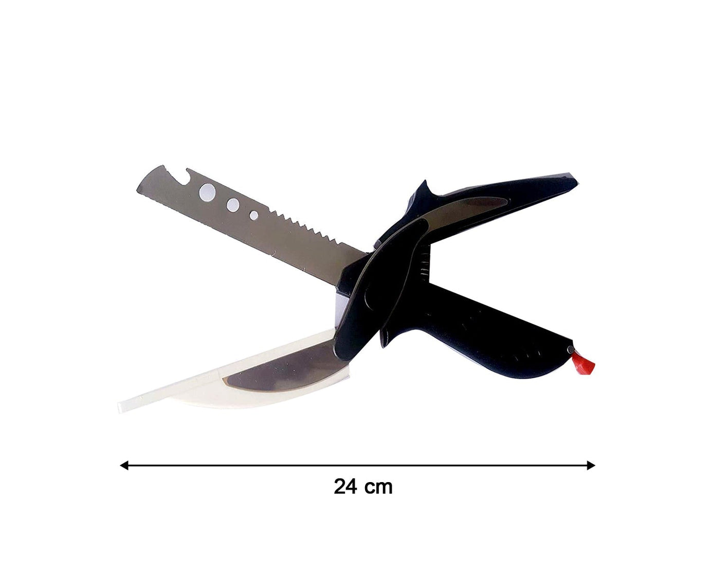 Black clever cutter with stainless steel finish.