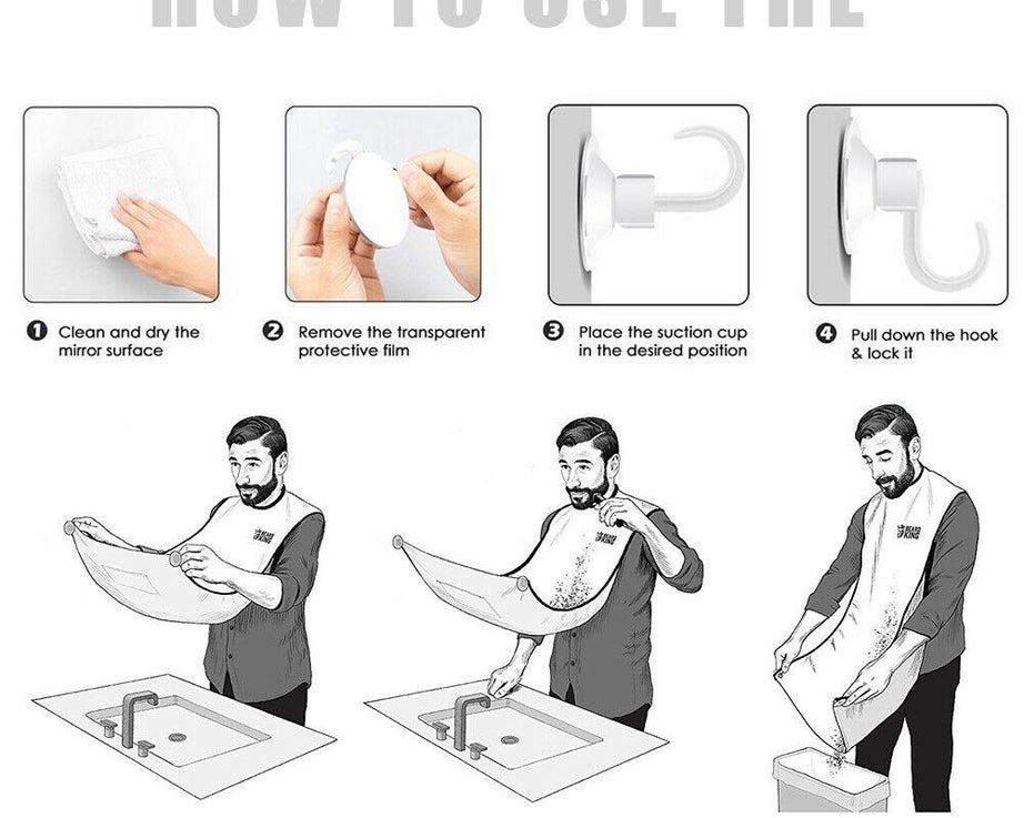 Black Beard Apron Hair Clippings Catcher Grooming Bib