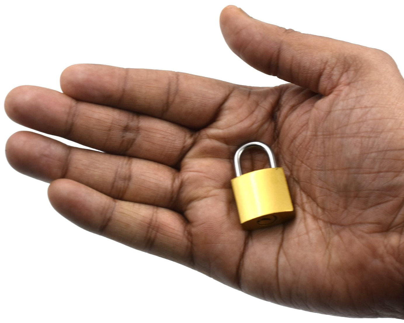 Copper lock showing the keyhole