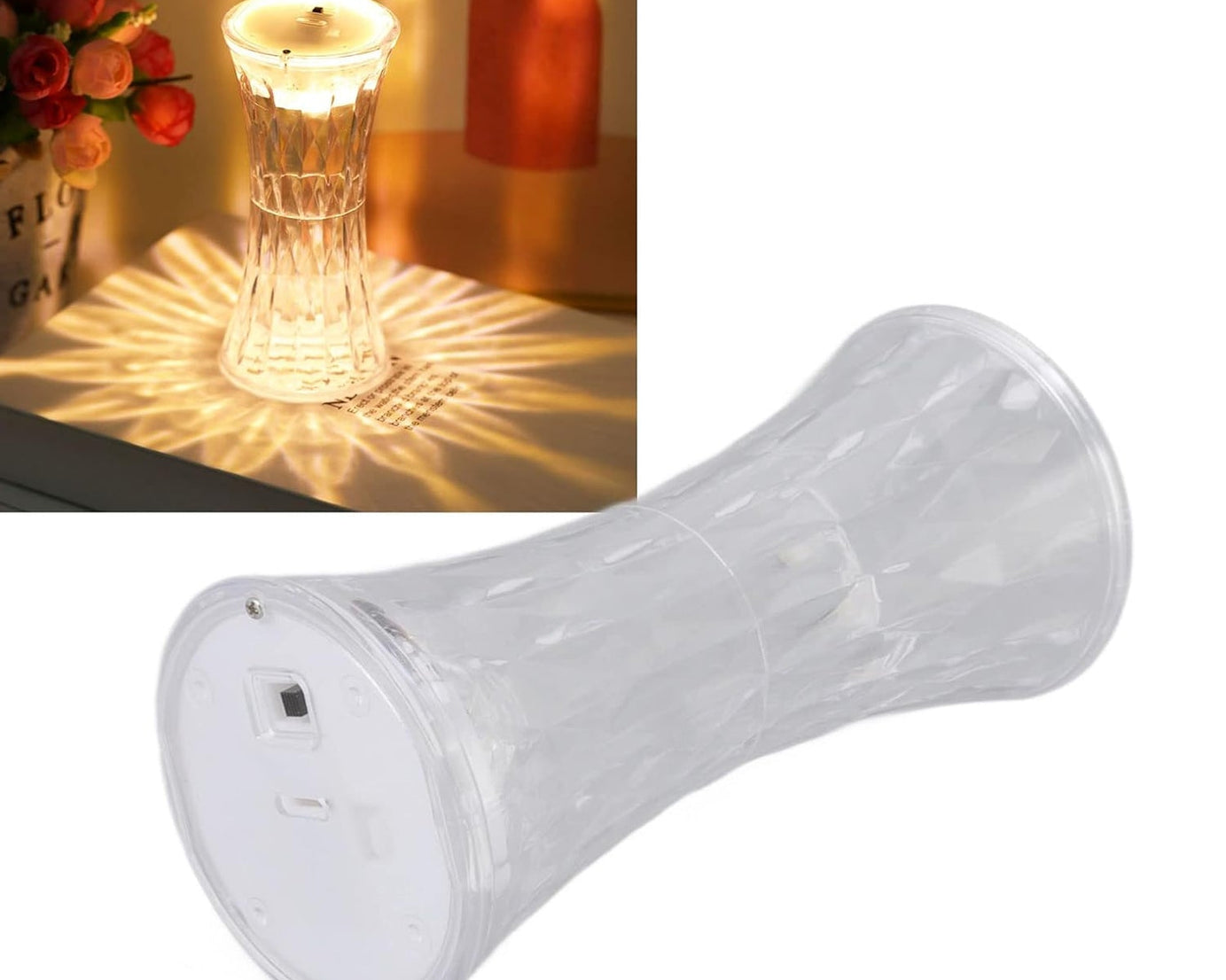 Crystal Lamp, Universal Night Light, Soft Lighting, Eye Protection for Nursery, Study, Bedroom Transparent Crystal Table Soft Lighting Multipurpose for Hotel for Office for Children's Room (12Pc MOQ)