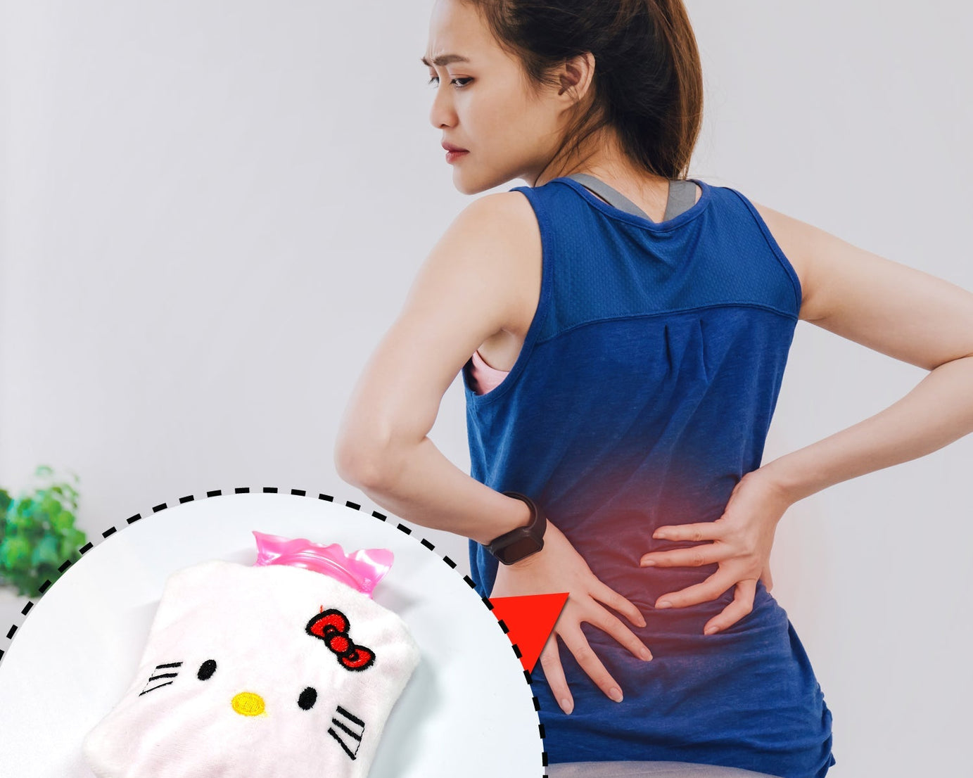 White Hello Kitty hot water bag for menstrual cramps