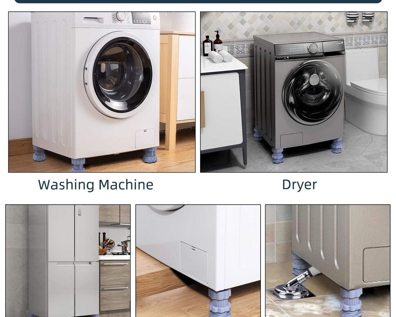 Washing machine support, anti vibration washing machine support adjustable washer anti vibrasion pads, washer & dryer pedestals, Washing Machine Accessory Anti- Skid Pad PVC Lifting Pad Non-Slip ( 4 Pc Set )