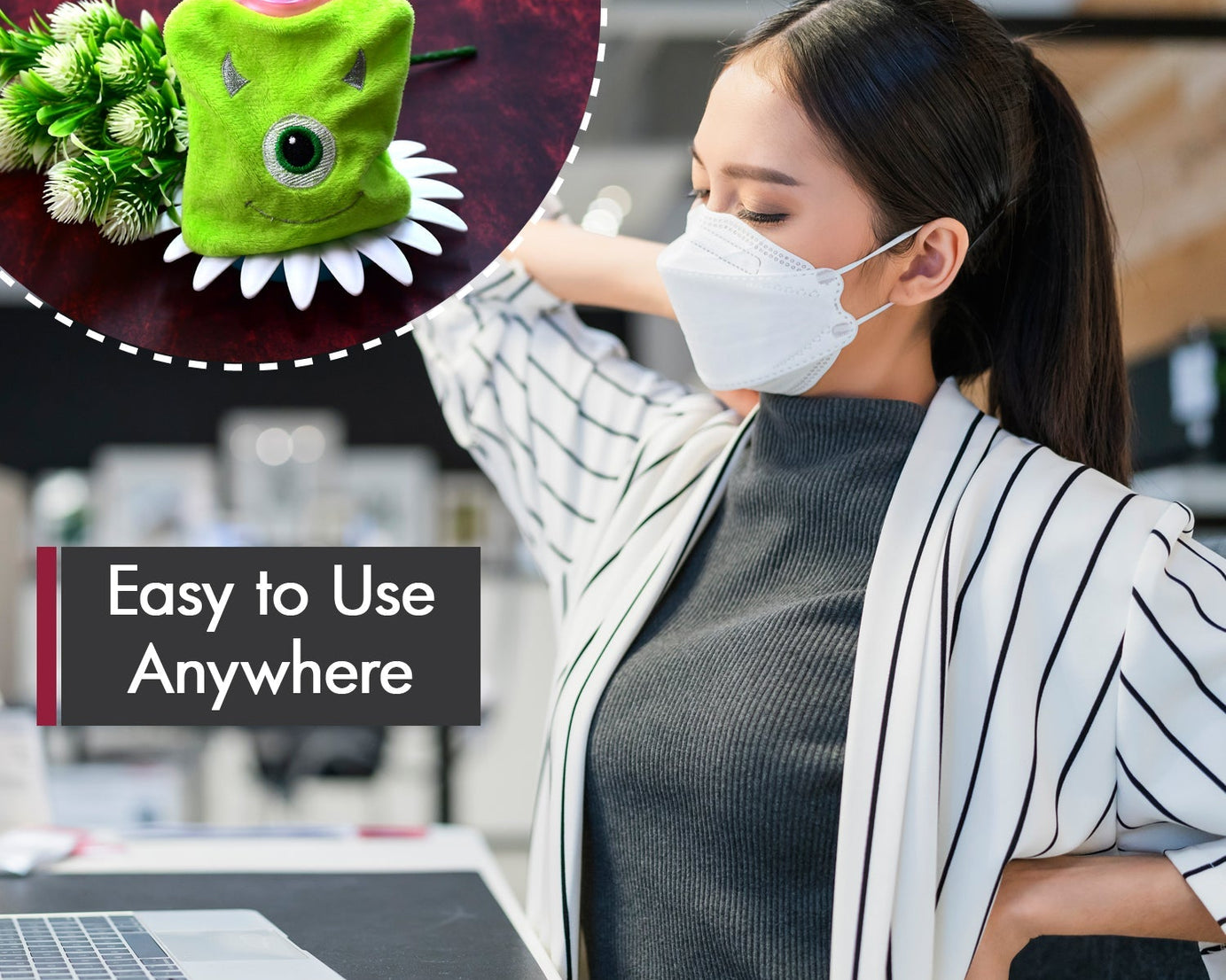 Green One-Eyed Monster Print Small Hot Water Bag with Cover for Pain Relief