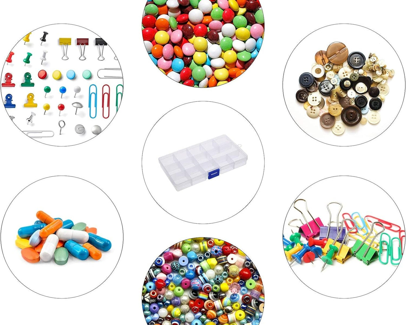 15 Grids Jewelry Organizer Plastic Jewelry Organizer Box Clear Jewelry Organizer Box Plastic Bead Organizers with Adjustable Dividers for Herbs Pills Bead, Jewelry, and Other Small Item (1 Pc)