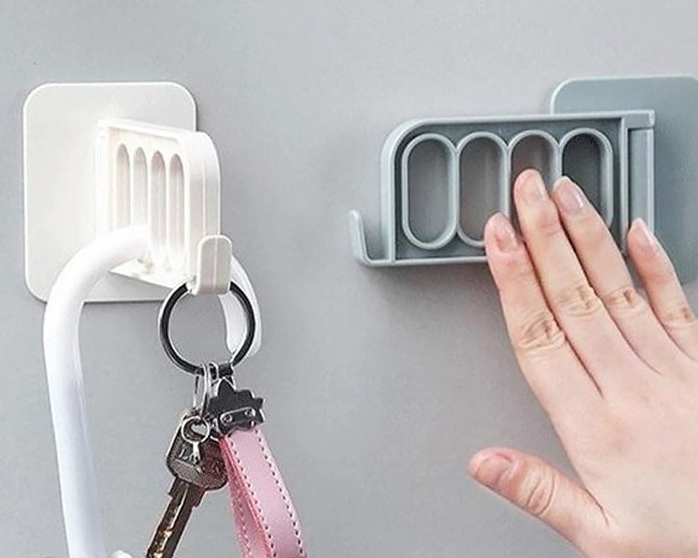 Single door hook for use in multiple areas like bathroom, kitchen, or bedroom.