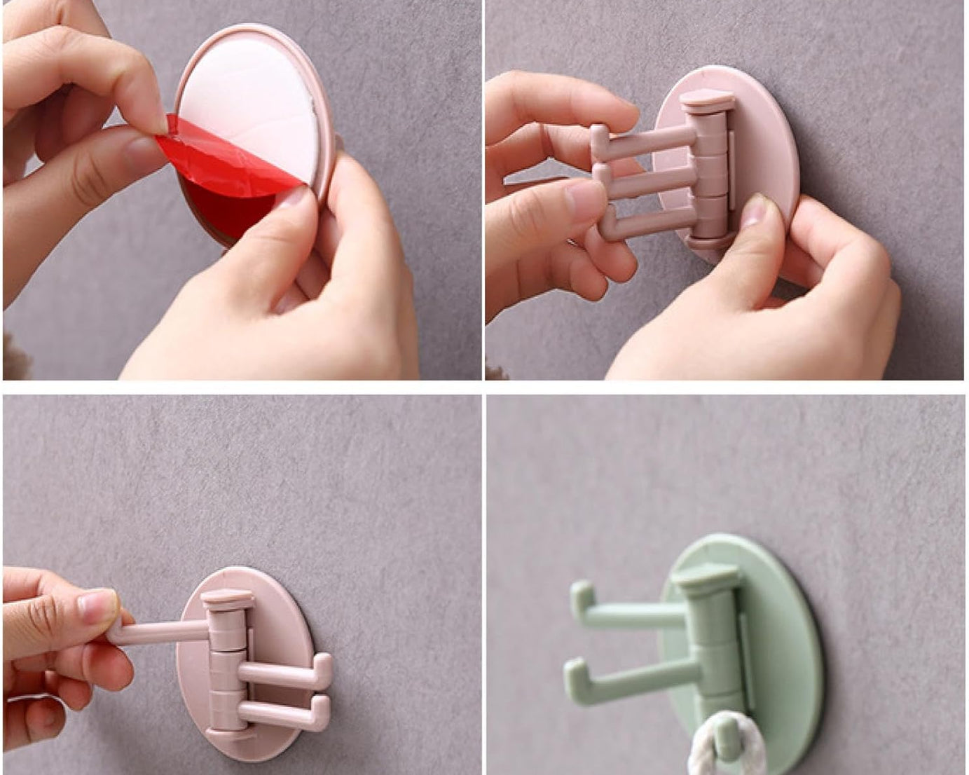 Sticky Hook Household Strong Punch-Free Hook, 180°Foldable Multi-Function Rotatable Hook with 3 Hooks, Suitable for Bathroom, Kitchen, Office (1 Pc)