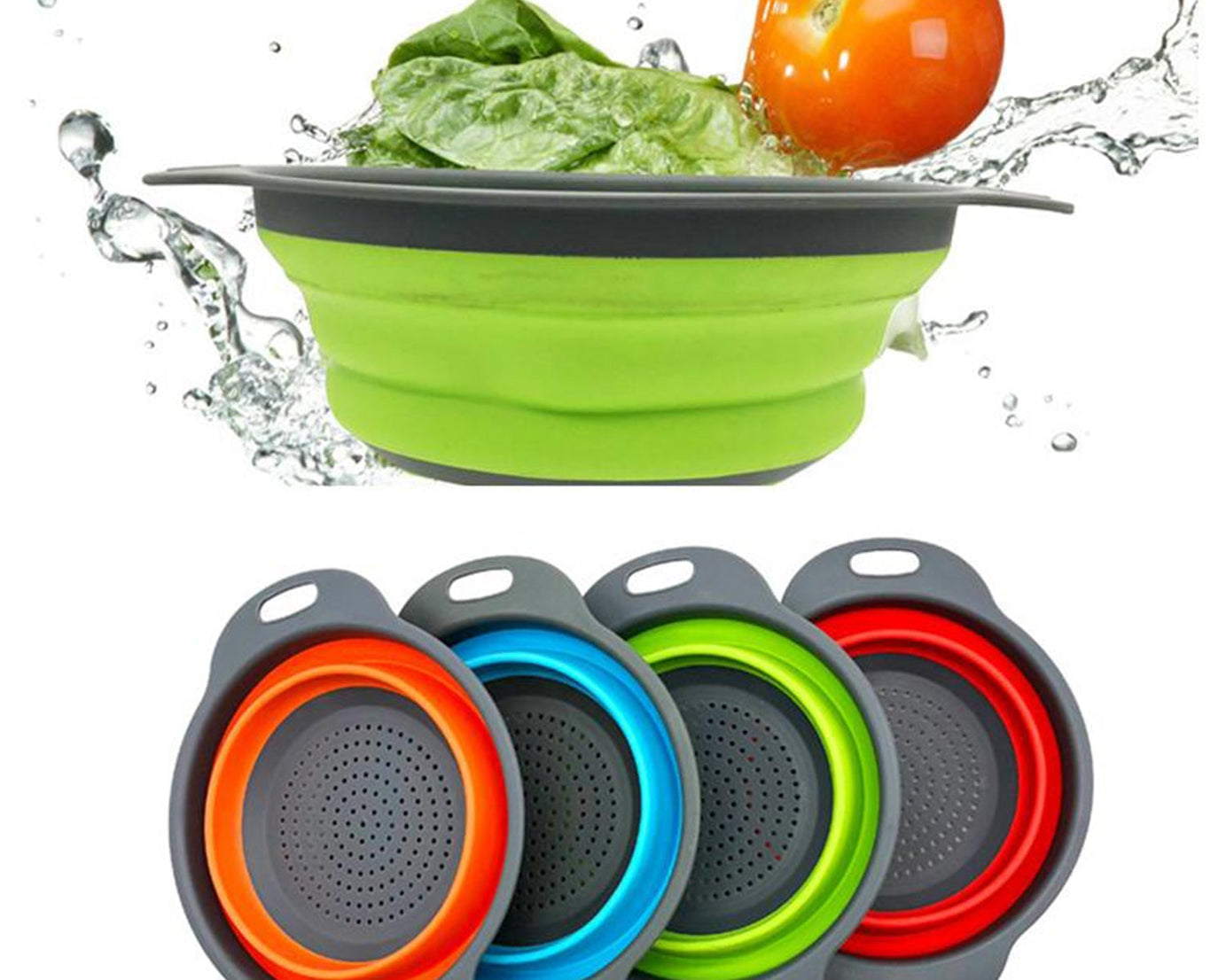 Foldable silicone strainer for kitchen