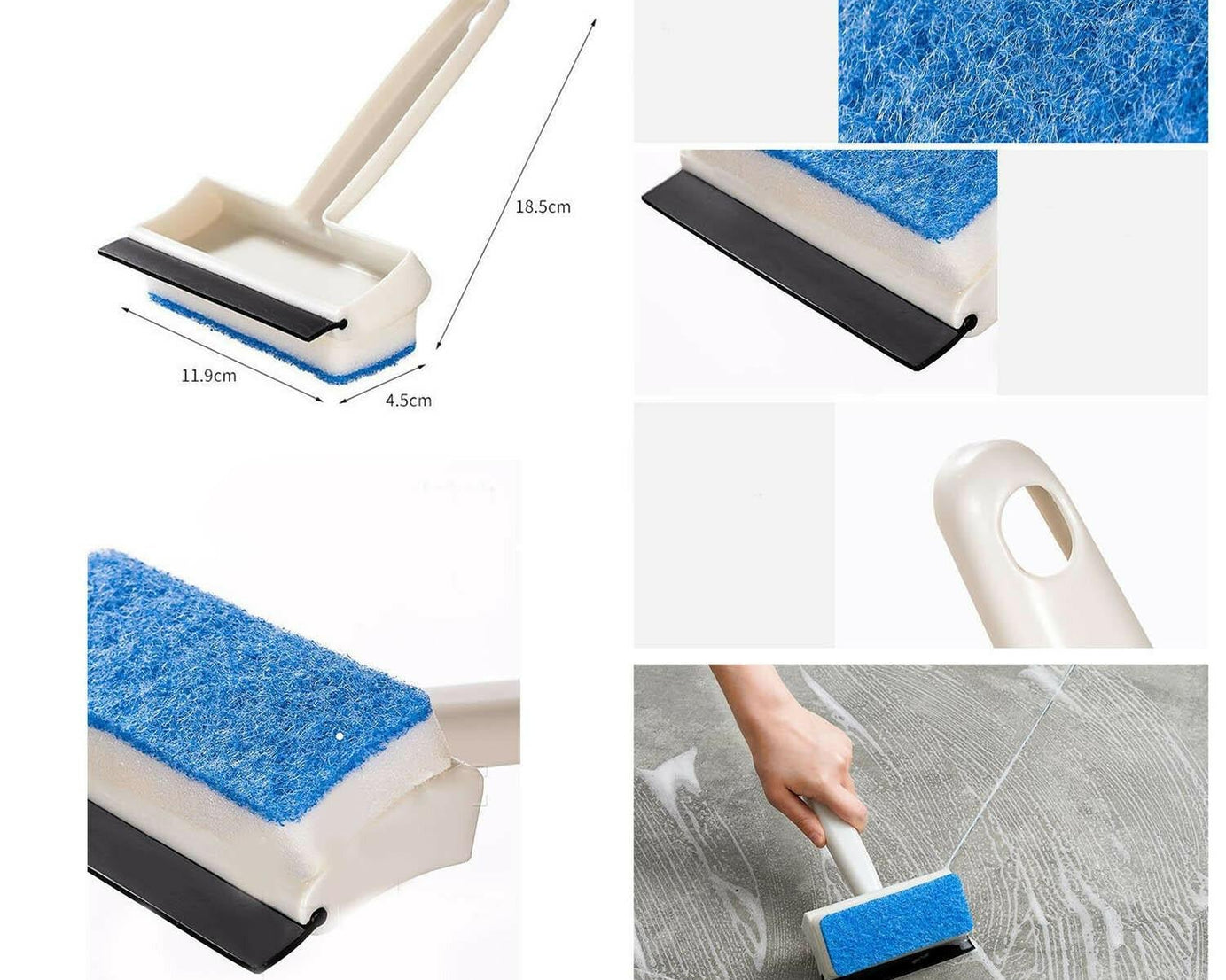 2-in-1 Glass Wiper & Cleaning Brush | Double-Sided Mirror, Tile, and Grout Cleaner for Bathroom & Windows
