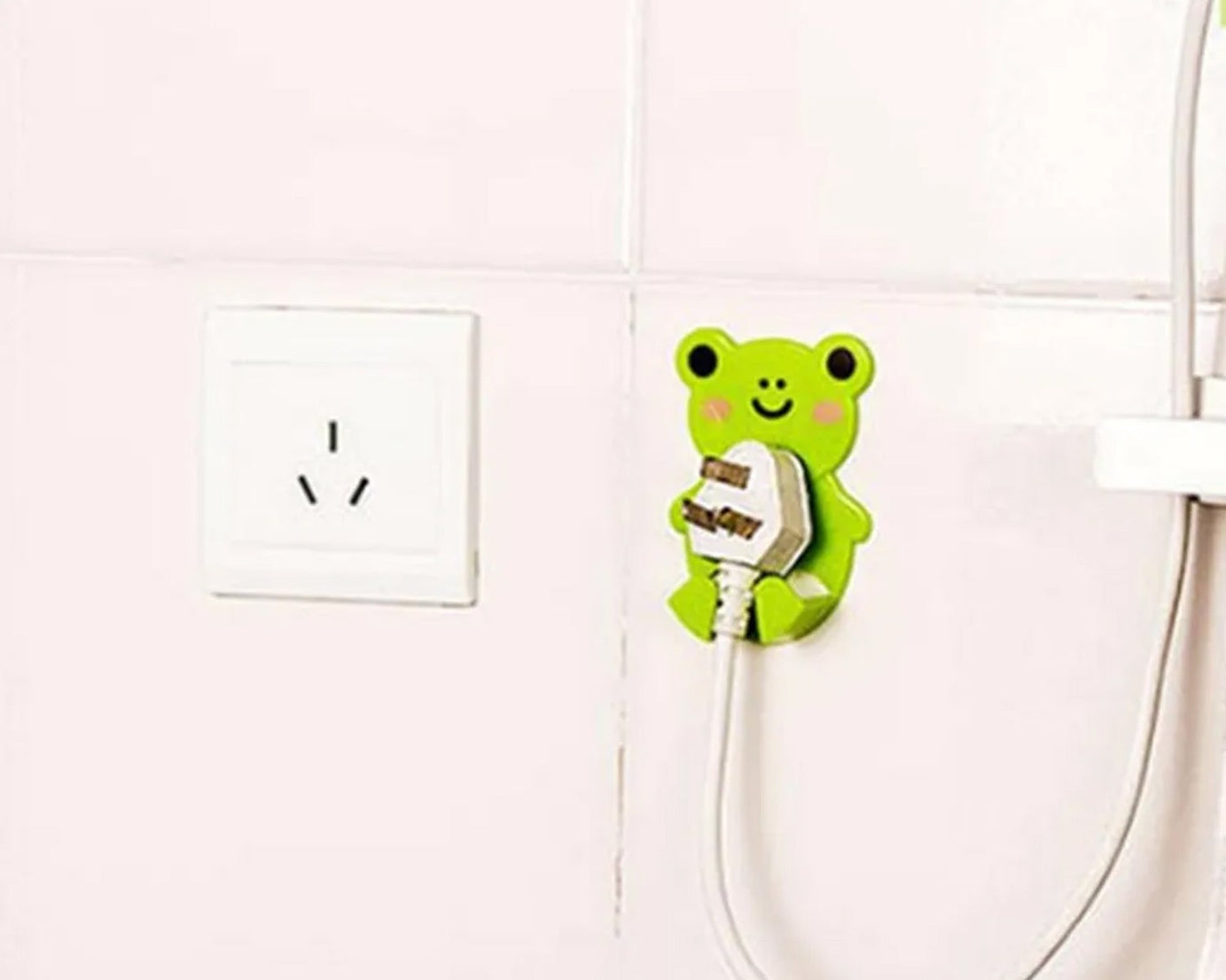 Plastic Adhesive Cable Plug Hook Bathroom Power Plug Socket Holder for  office, home and restaurant use 2 pc Set