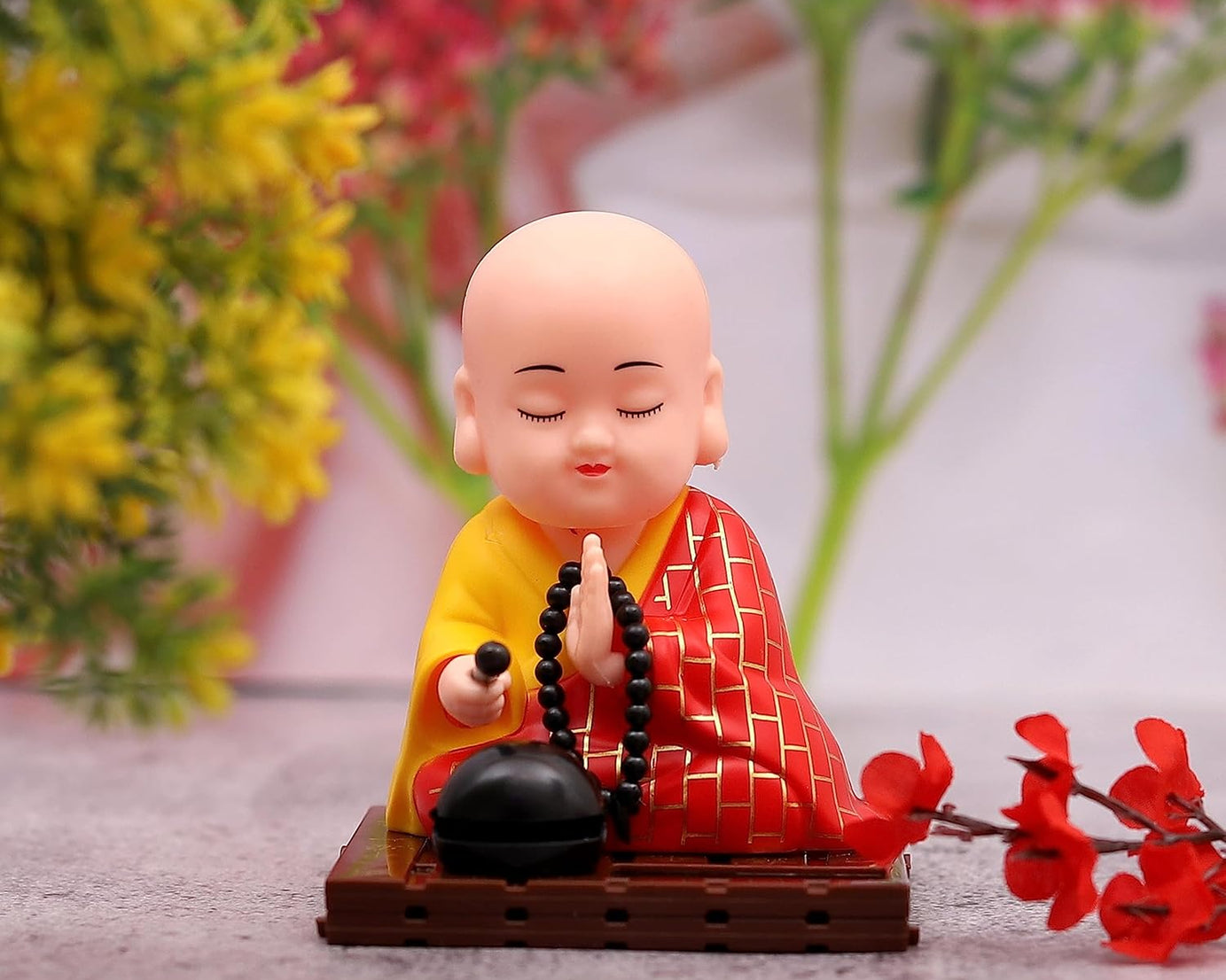 Solar Powered Sitting Buddha Statue,  Moving Head and Hand (1 Pc / Medium)