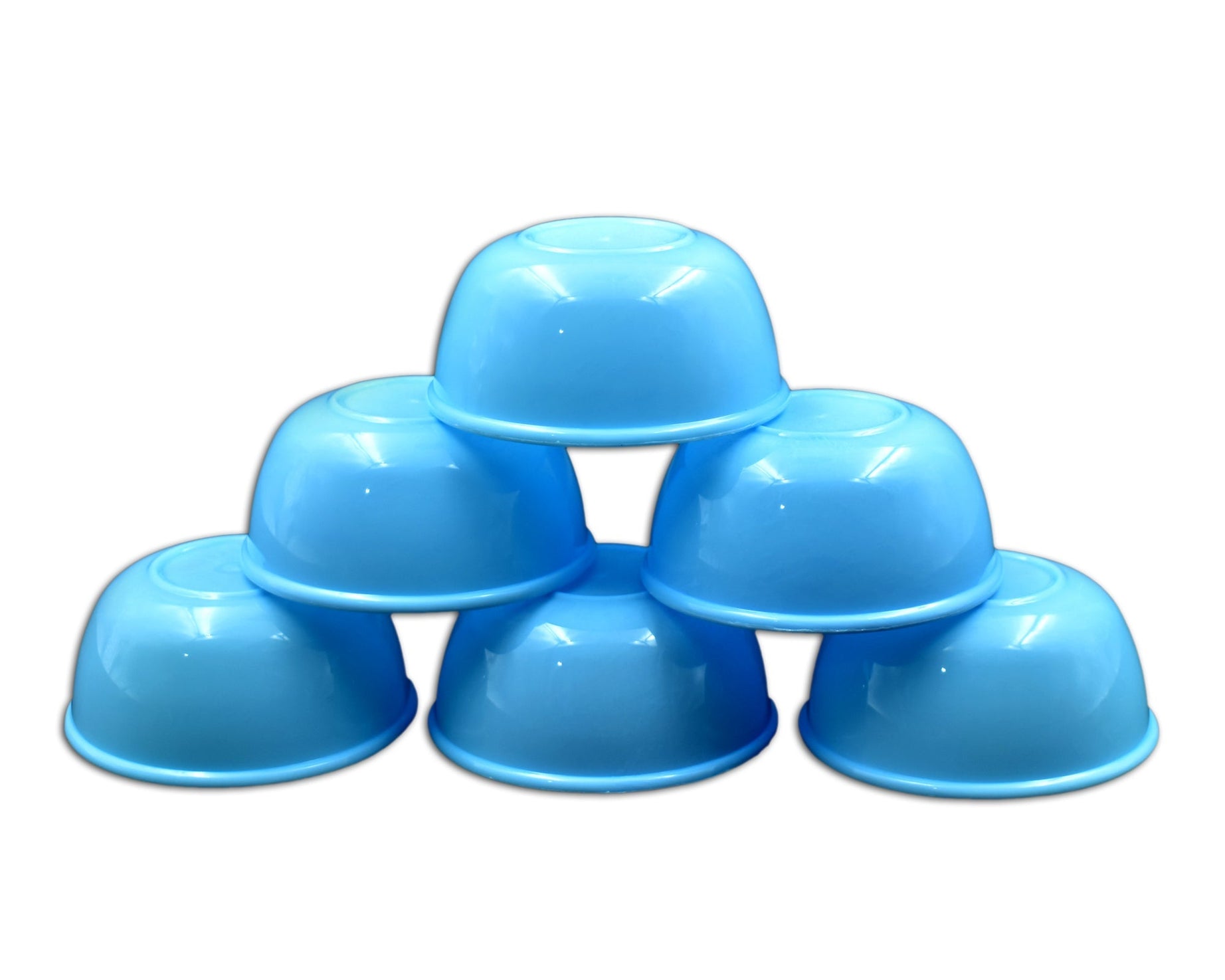 Sturdy plastic bowls, small size, set of 6.