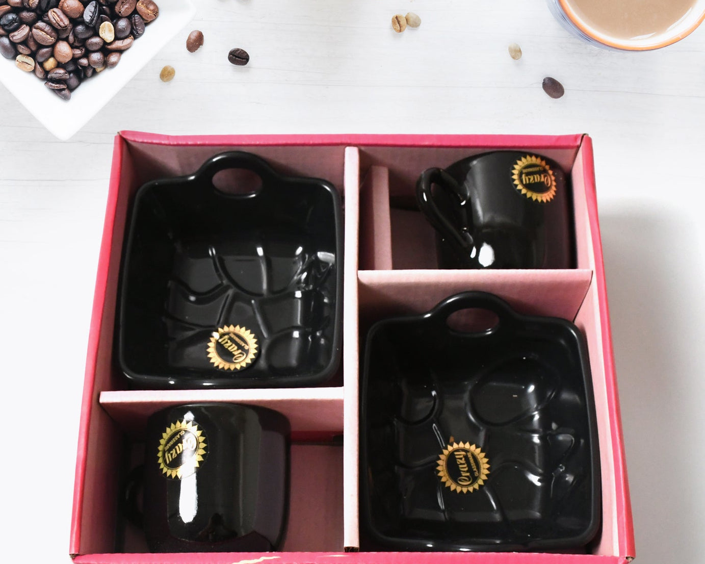 Play Station Ceramic Tea / cups / Mug Set With Handle Serving Bowl Milk Cup, Coffee Cup, Tea Cup, Breakfast Cup, Drinking Mug or Outdoor for Household, Gift for Birthday, Wedding Party (4 Pcs set)