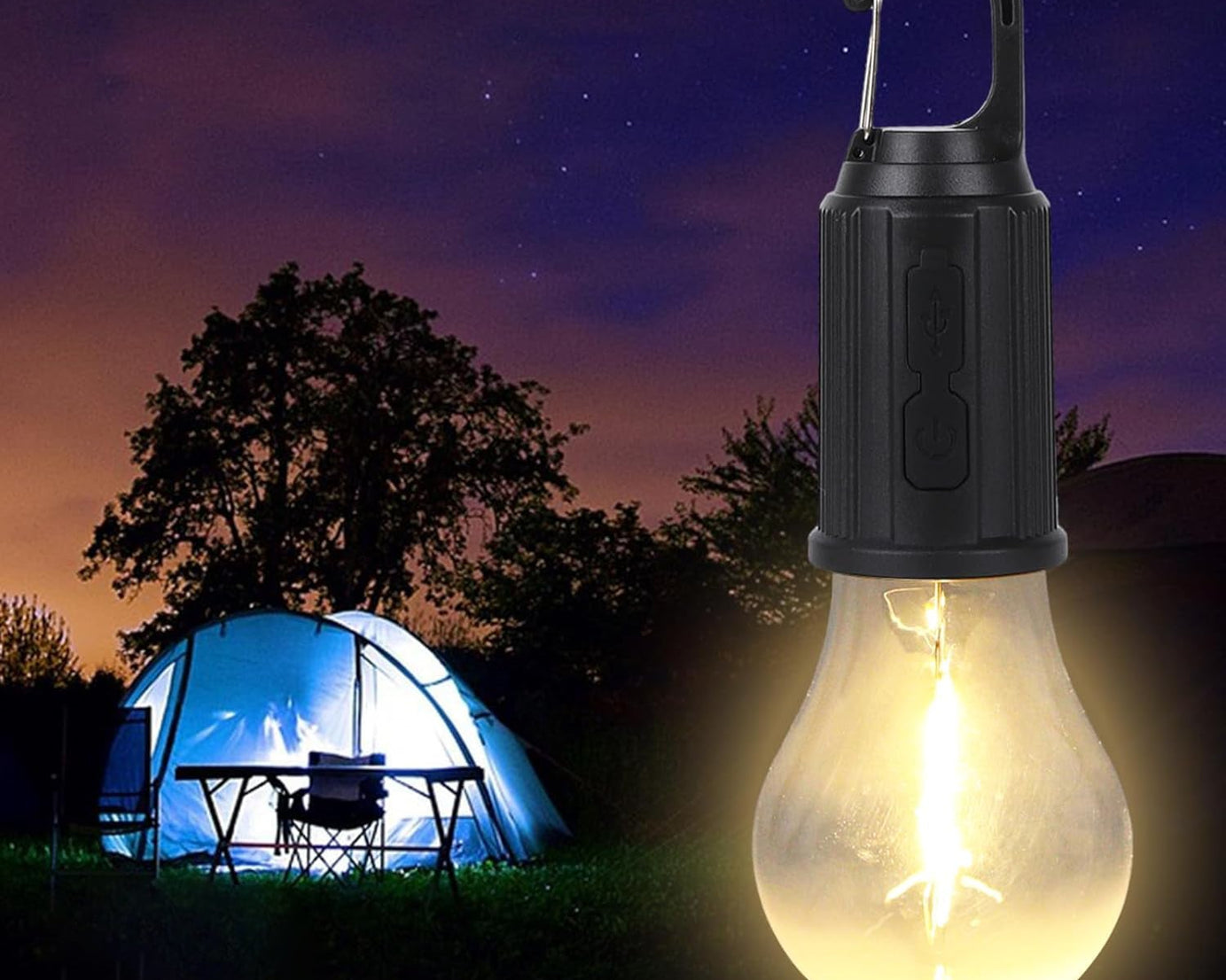 Rechargeable Camping Lights for Tents LED Camping Tent Lantern 3 Lighting Modes Tent Lamp Portable Emergency Camping Lights with Clip Hook for Camping Hiking Fishing, Backpacking (1 Pc)