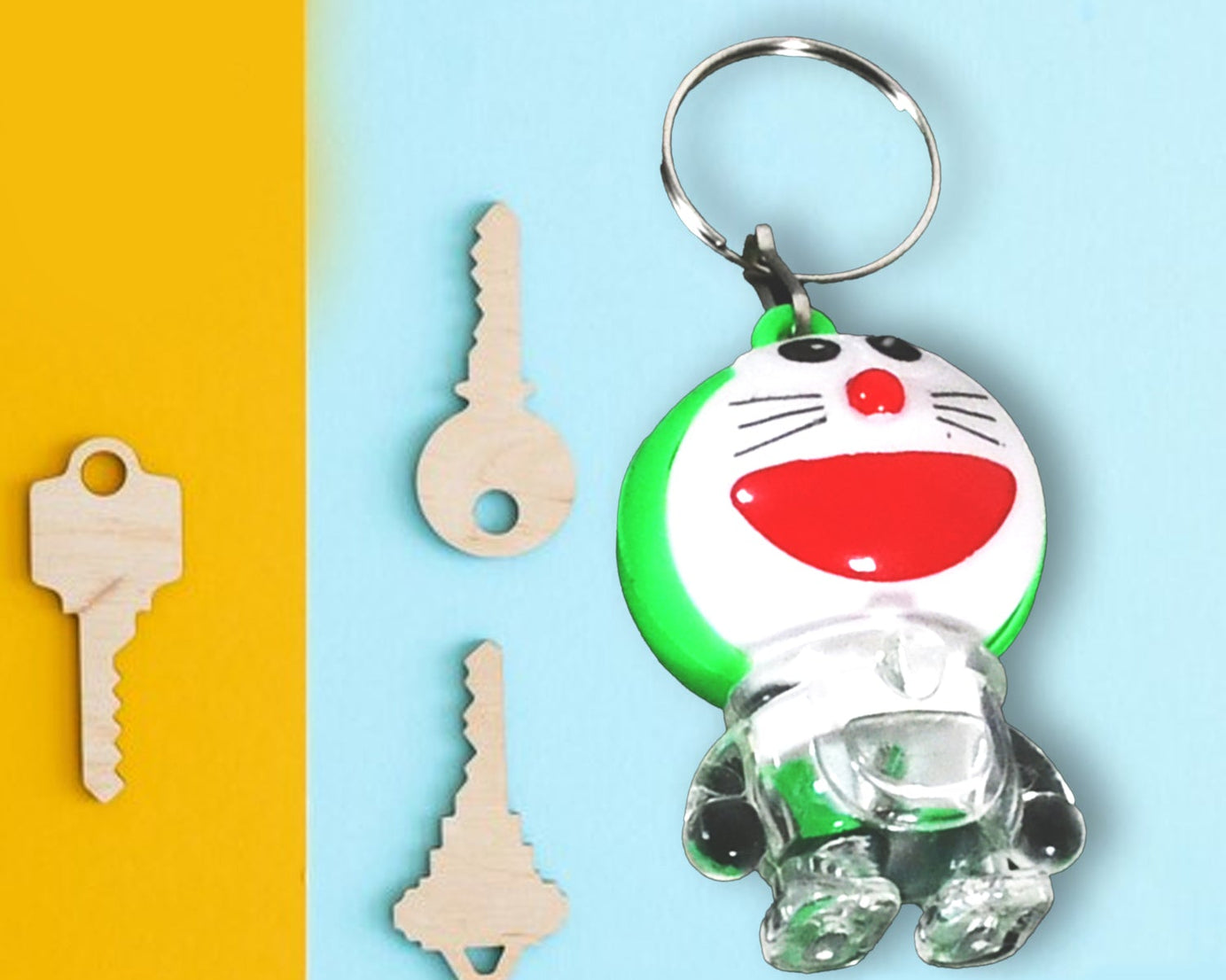 Doremon lightning keychain, 2 colored lightning keychain (1 pc)
