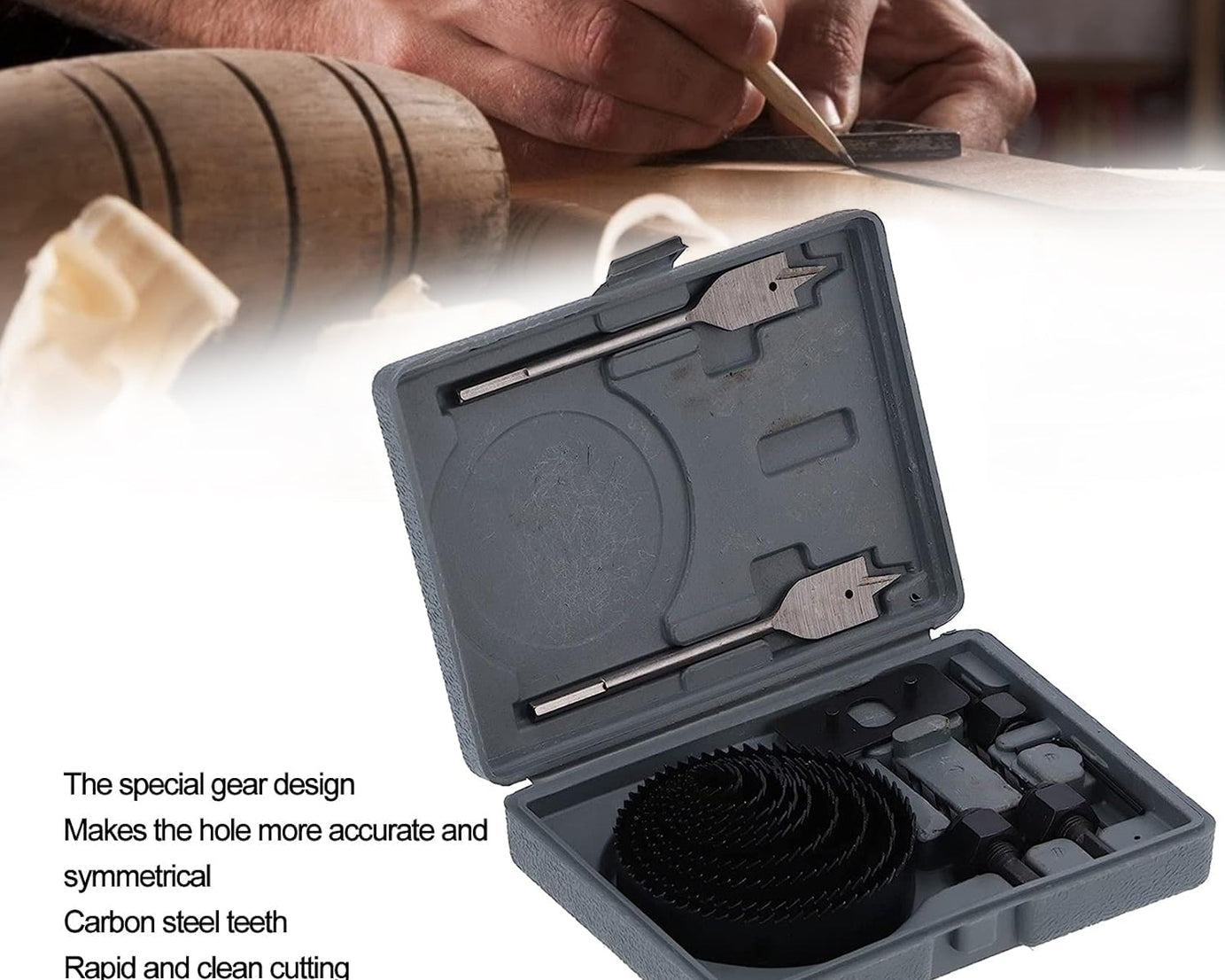 7576 Drill Hole Cutter, Carbon Steel High Accuracy Incisive Hole Saw for Cutting PCV for Cutting Plastic for Cutting Wood Hole Saw Kit (18 Pcs Set)